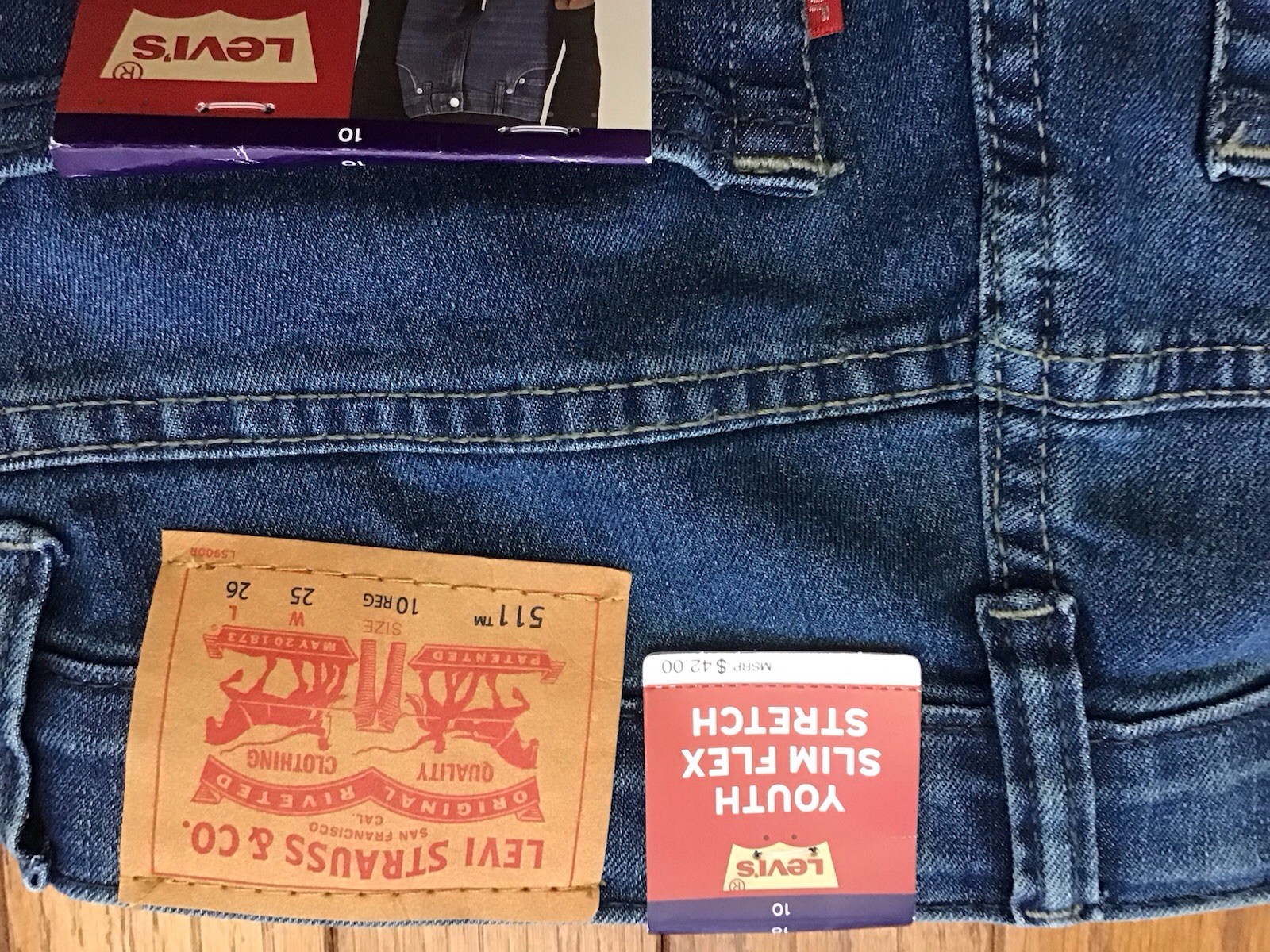 Levi’s Youth Boy Sz 10 Slim Flex Stretch Adjust Waist Straight Denim Jean (M1-12
