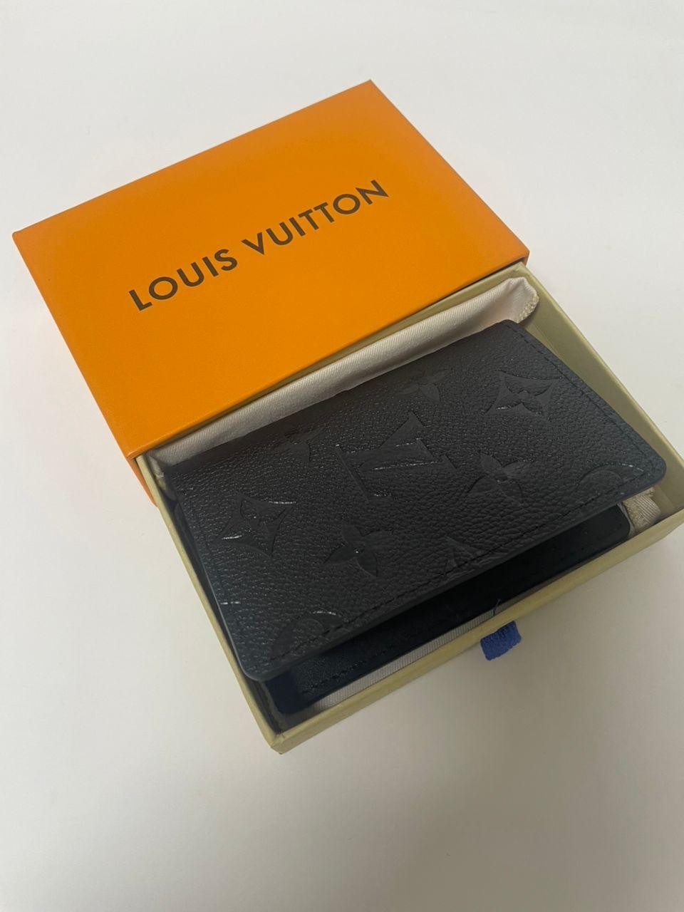 Louis Vuitton (LV) Pocket Organizer Black Monogram Shadow W/Bag & Box
