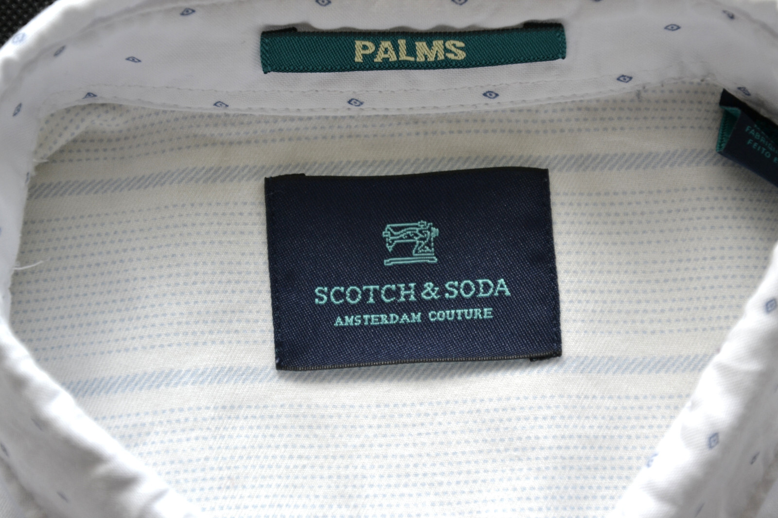 SCOTCH & SODA PALMS Men’s Summer Shirt Men’s Shirt Size L White/White Cotton