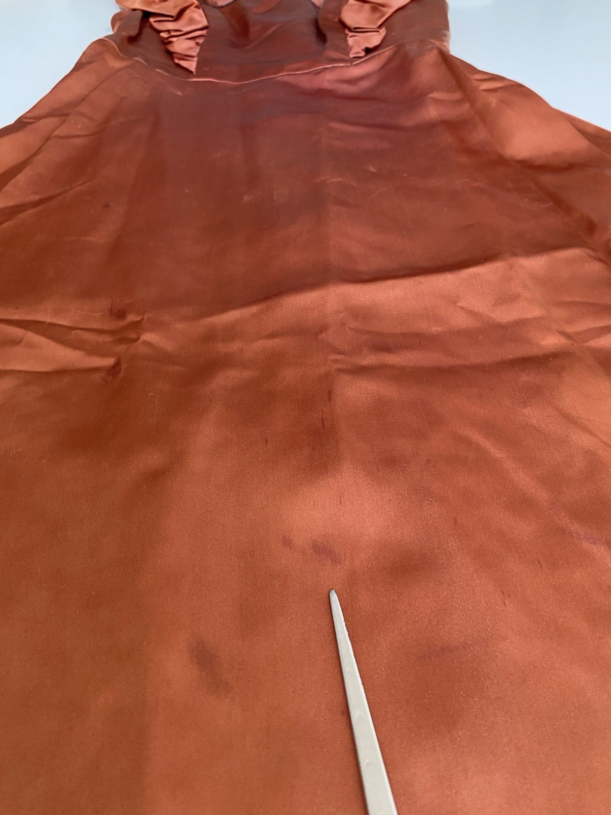 Vintage 40s 50s handmade S Heavy Satin long maxi dress Big Bow