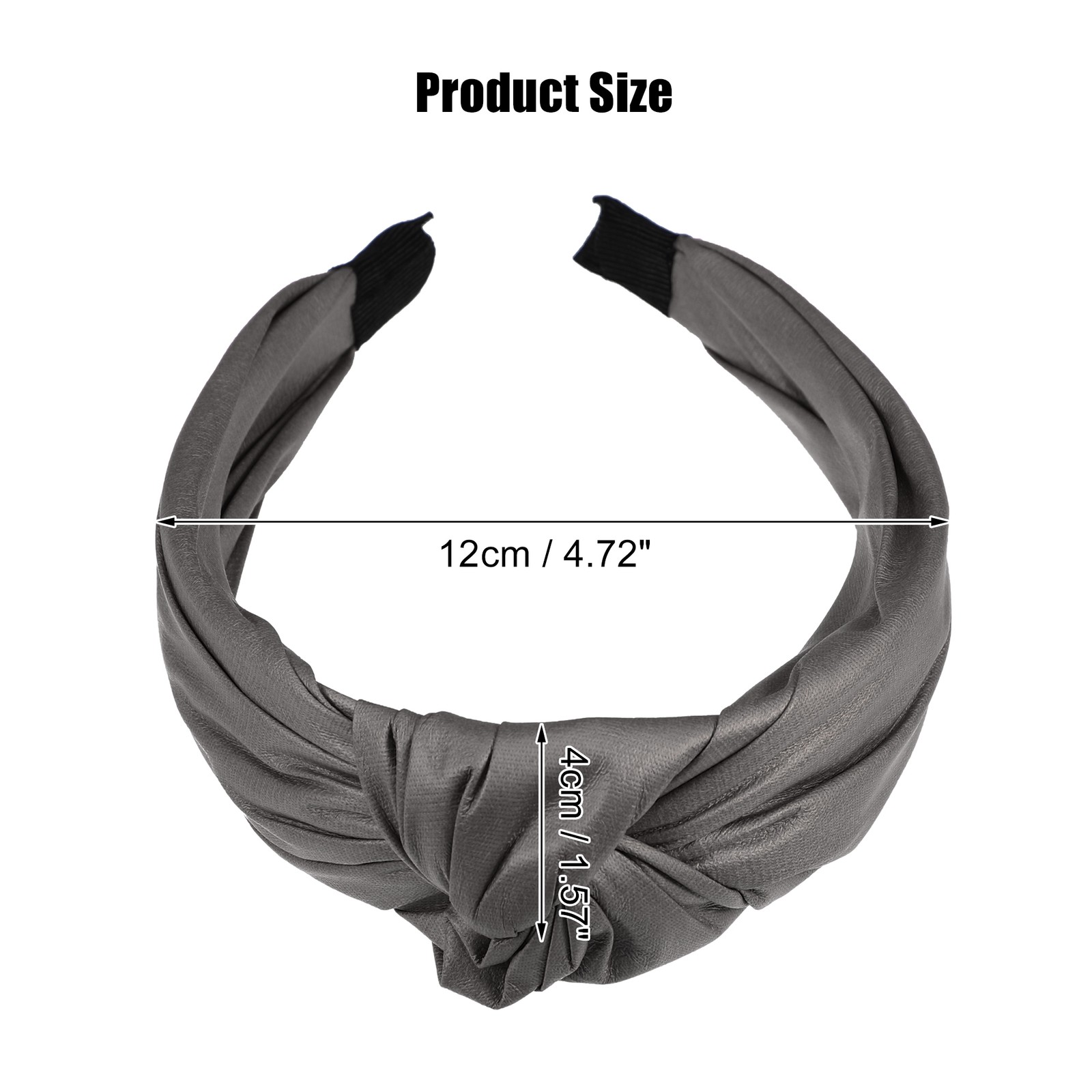 1Pcs Faux Leather Knotted Headband Cross Knot Hairband for Women Gray 1.57″ Wide