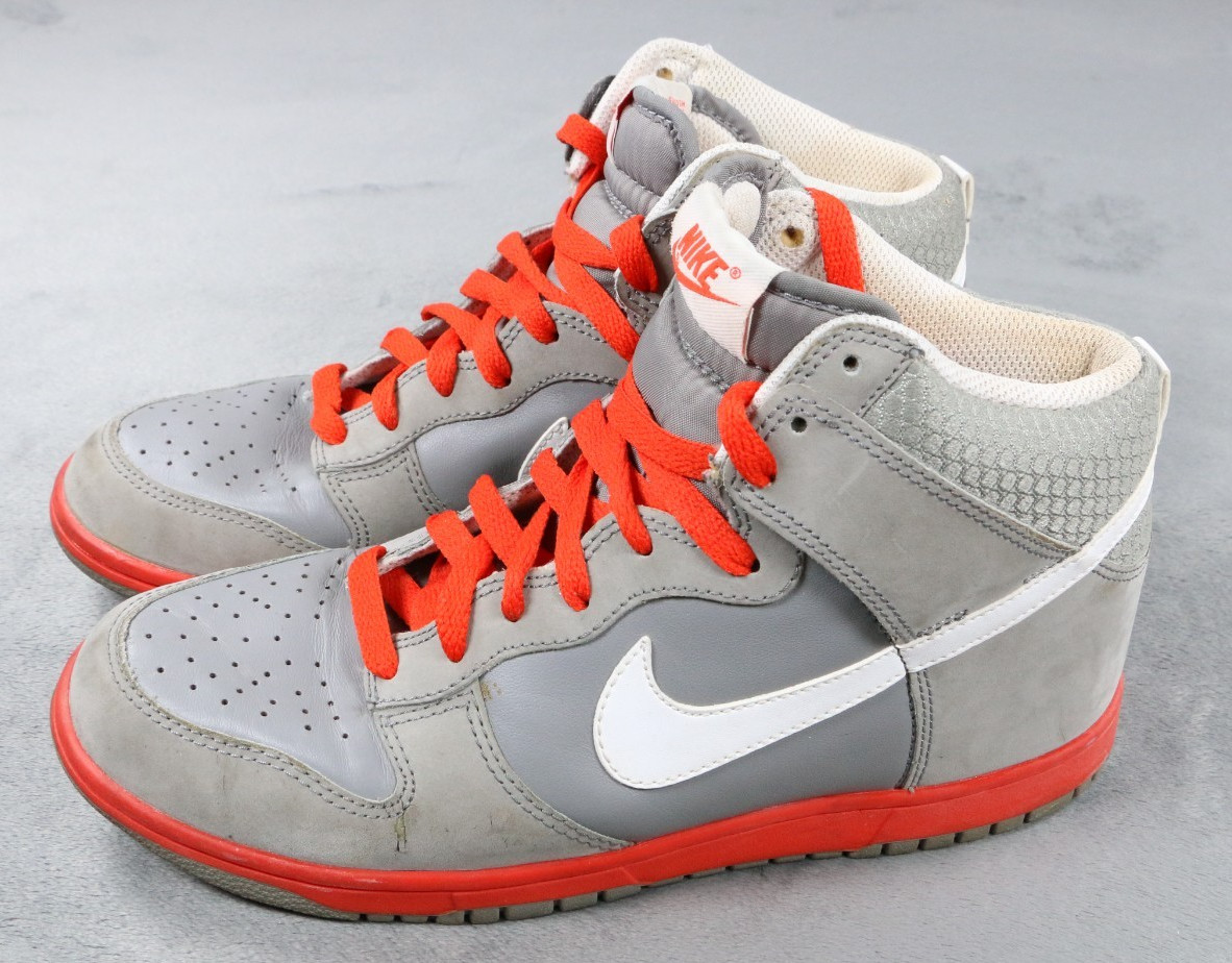 Nike SB Dunk High Light Charcoal Grey Orange Mens Size 7.5 Skate Shoes