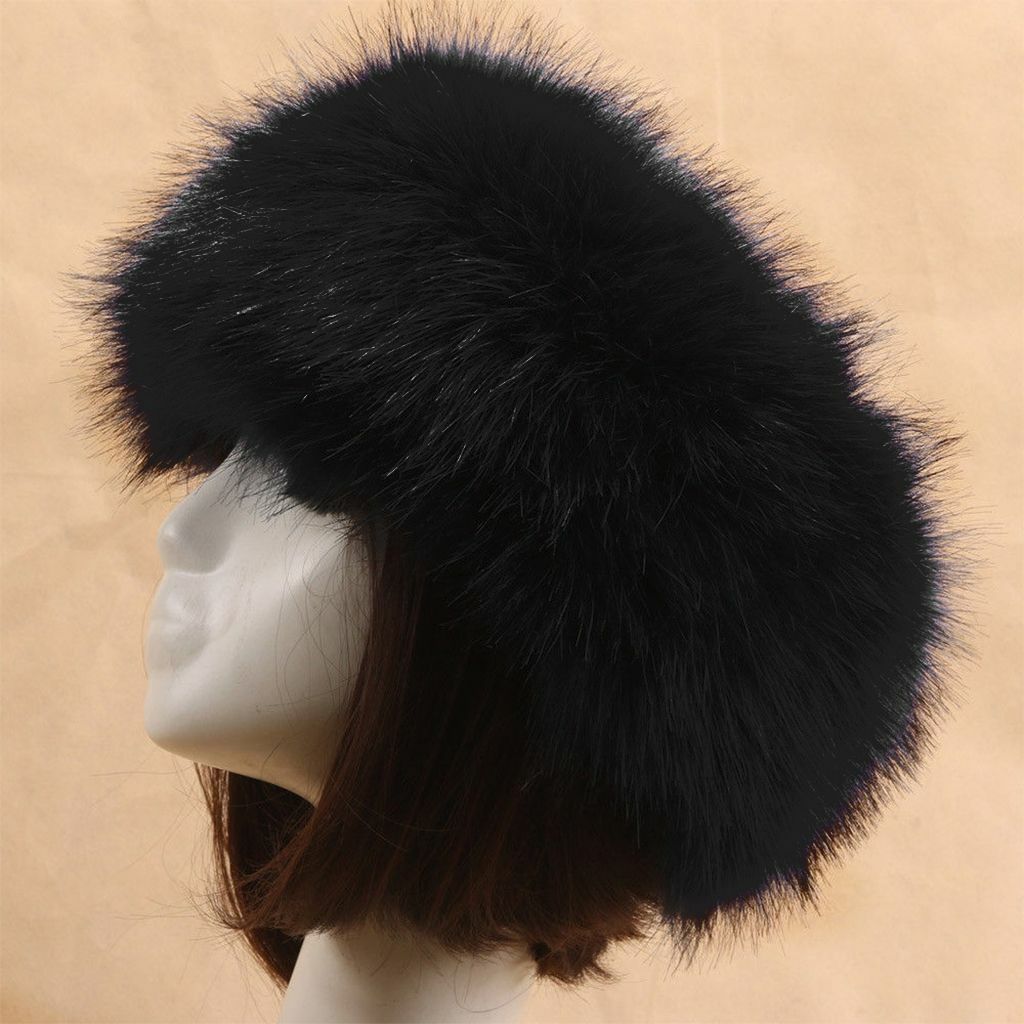 Women Russian Fluffy Faux Fur Headband Hat Thick Ear Winter Warm Snow Ski Cap