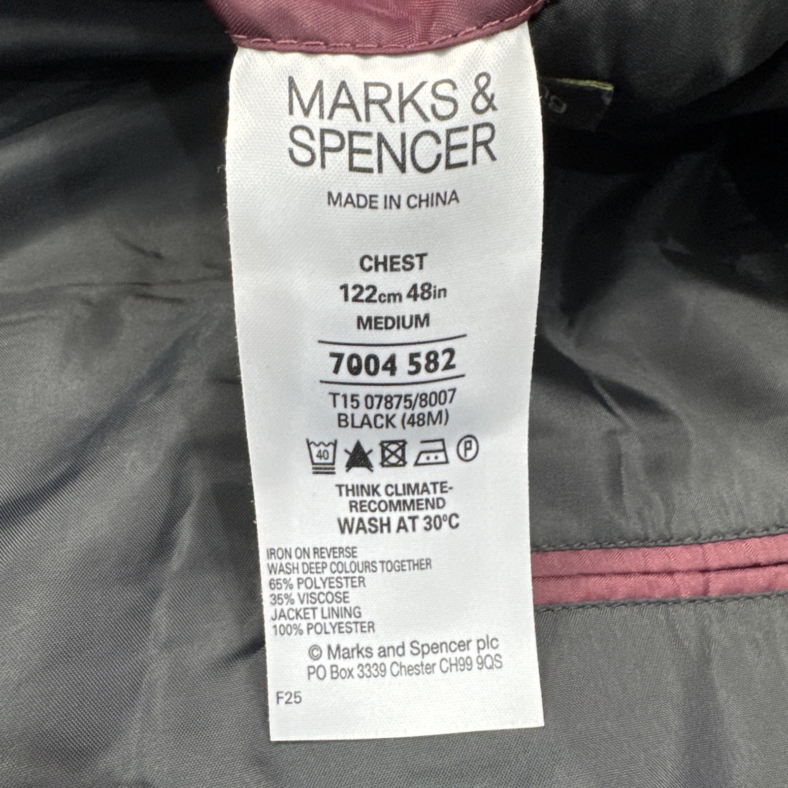M&S Tailoring Men’s Black Machine Washable 2 Piece Dinner Suit C48M W48 L31