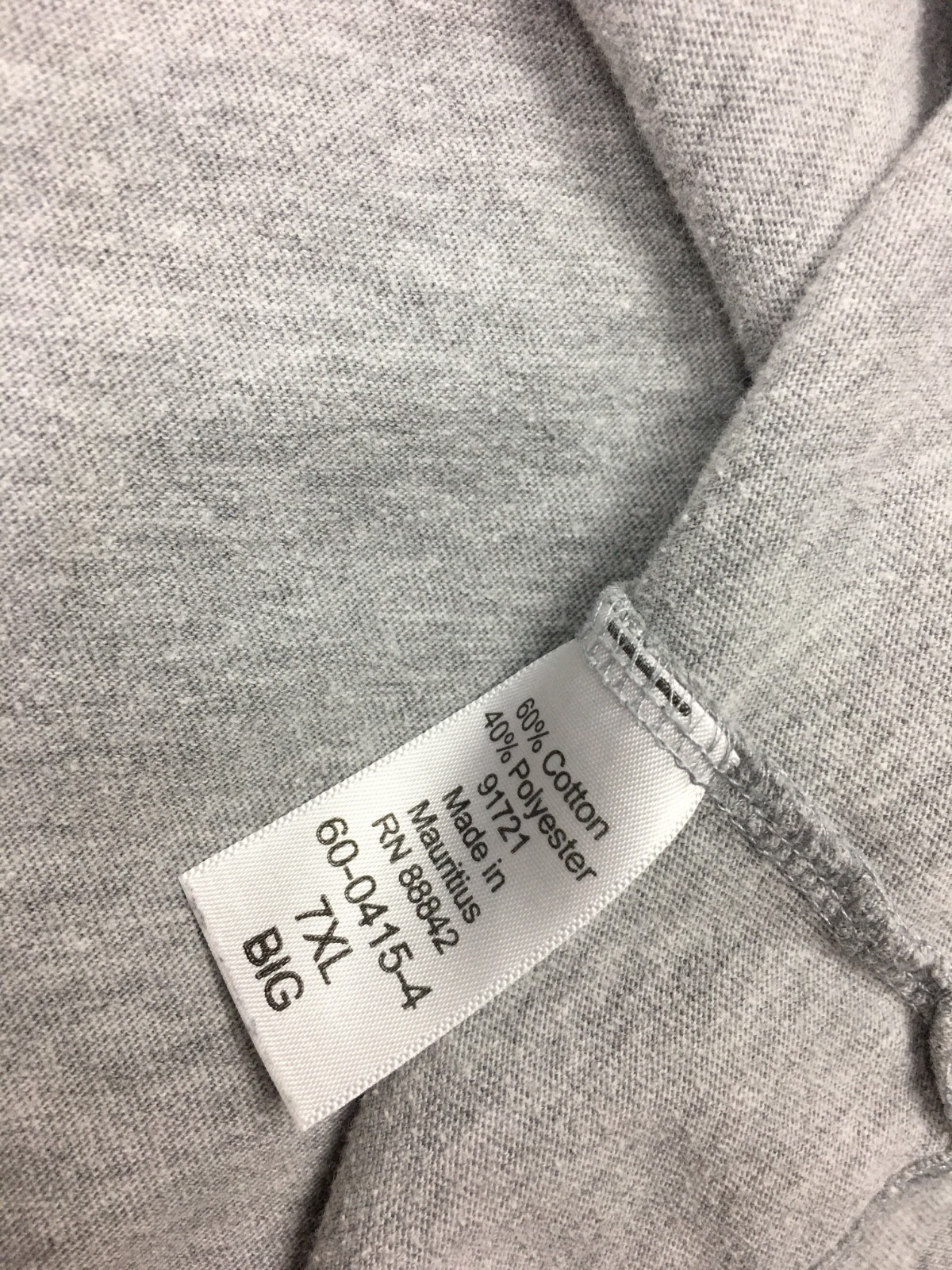 King Size Shirt Mens Size 7XL Big Gray Long Sleeve Cotton
