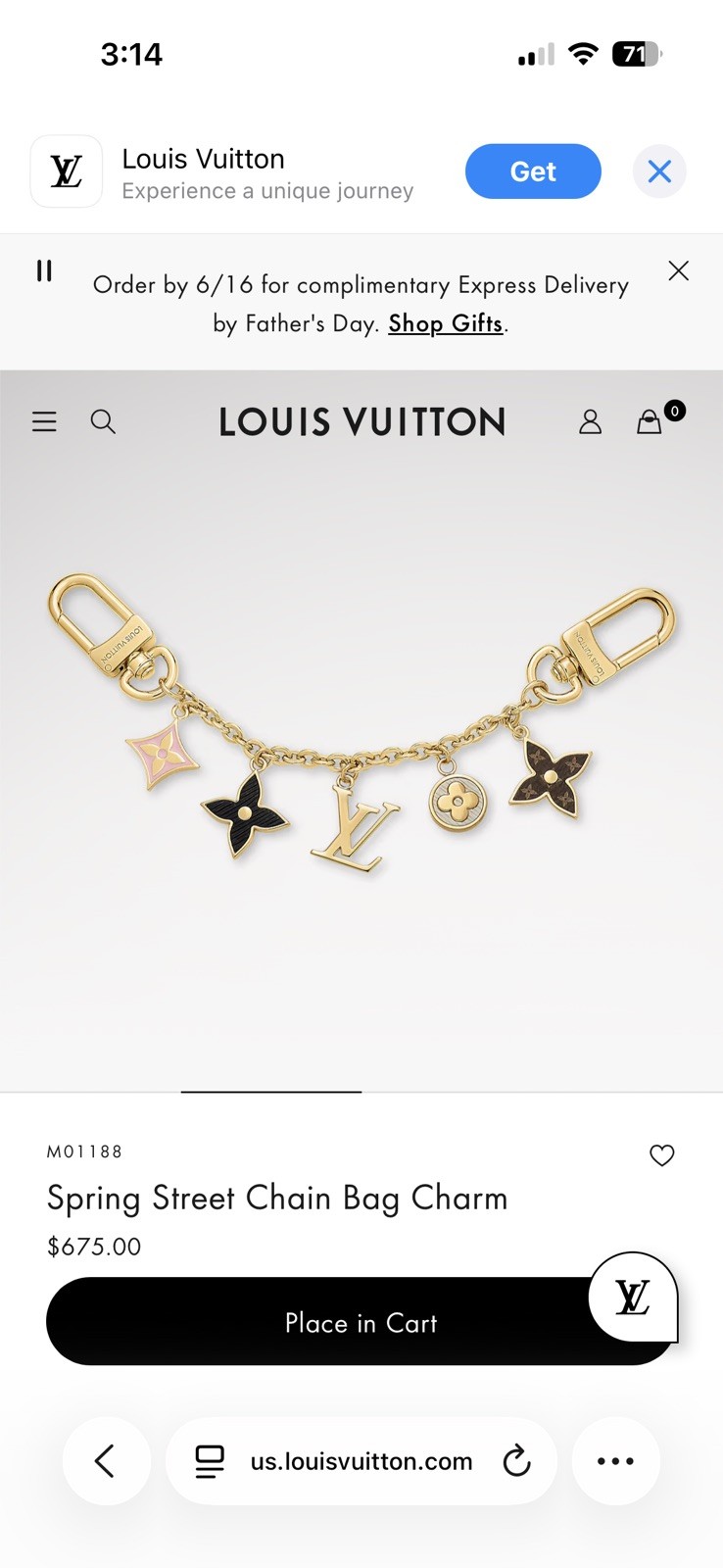 Louis Vuitton Spring Street Chain Bag Charm M01188 Monogram