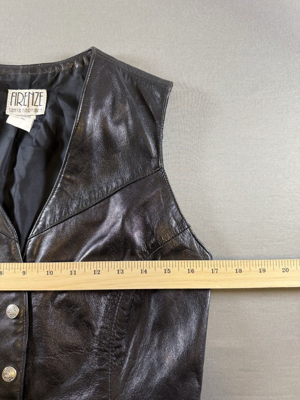 VTG 80s 90s Firenze Santa Barbara Black Leather Vest Moto Goth USA Small