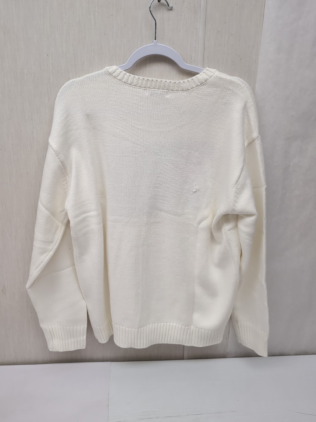 Wmns Mighty Fine Midweight Crew Neck Americana Sweater Cream Flag Sz 2XL