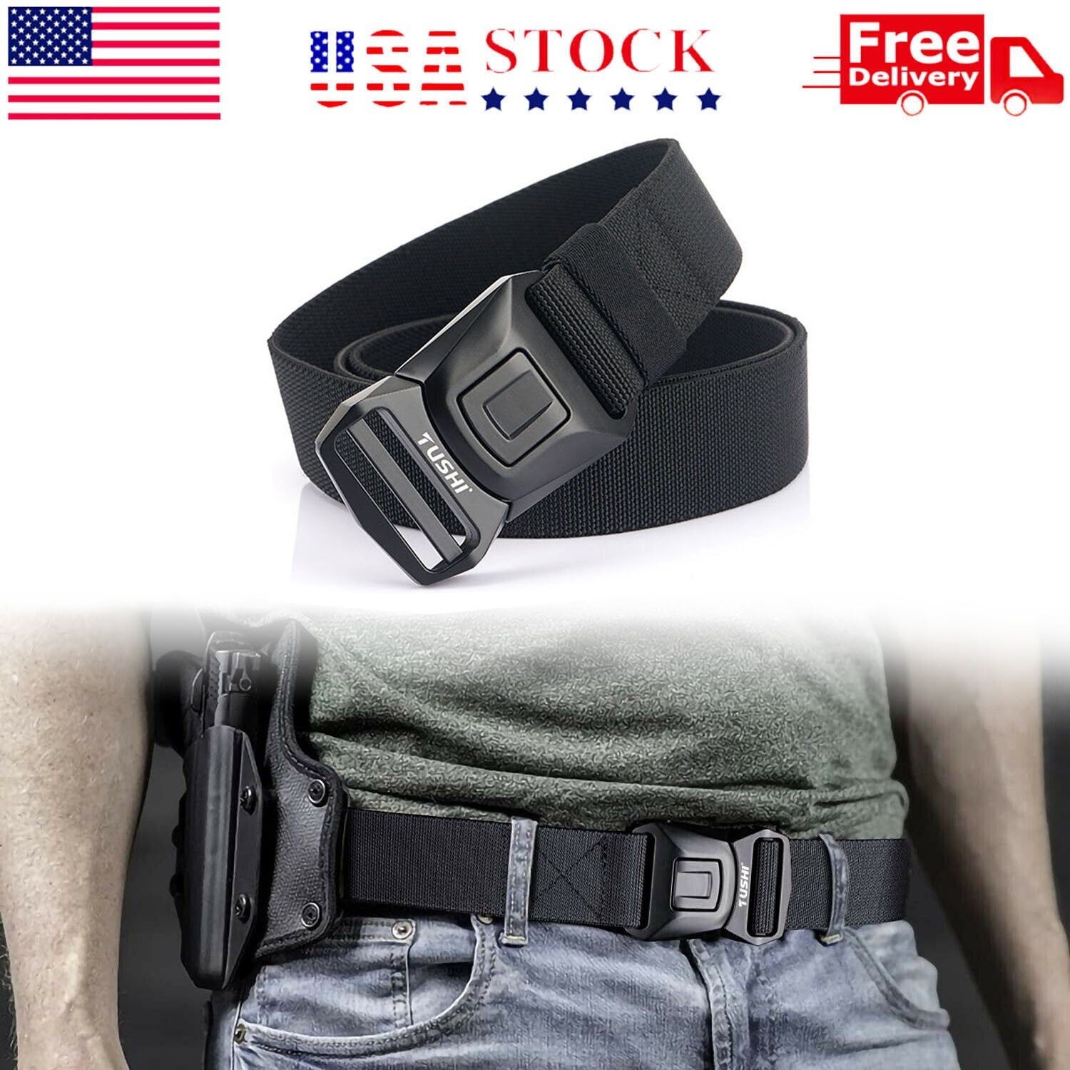 Black Military Belt for MEN Tactical Strap Waistband Belts Quick Release Buckle