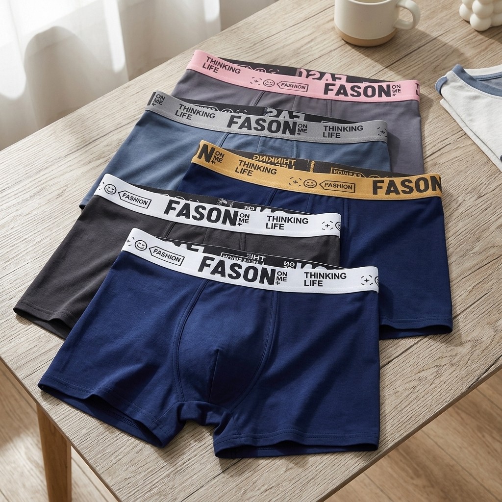 5Pcs Men’s Boxer Briefs Soft Breathable Summer Underwear S-XXL