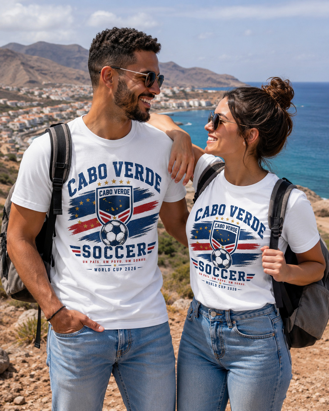 Cape Verde Flag Verdean Day Football Mens Light Cotton T-Shirt