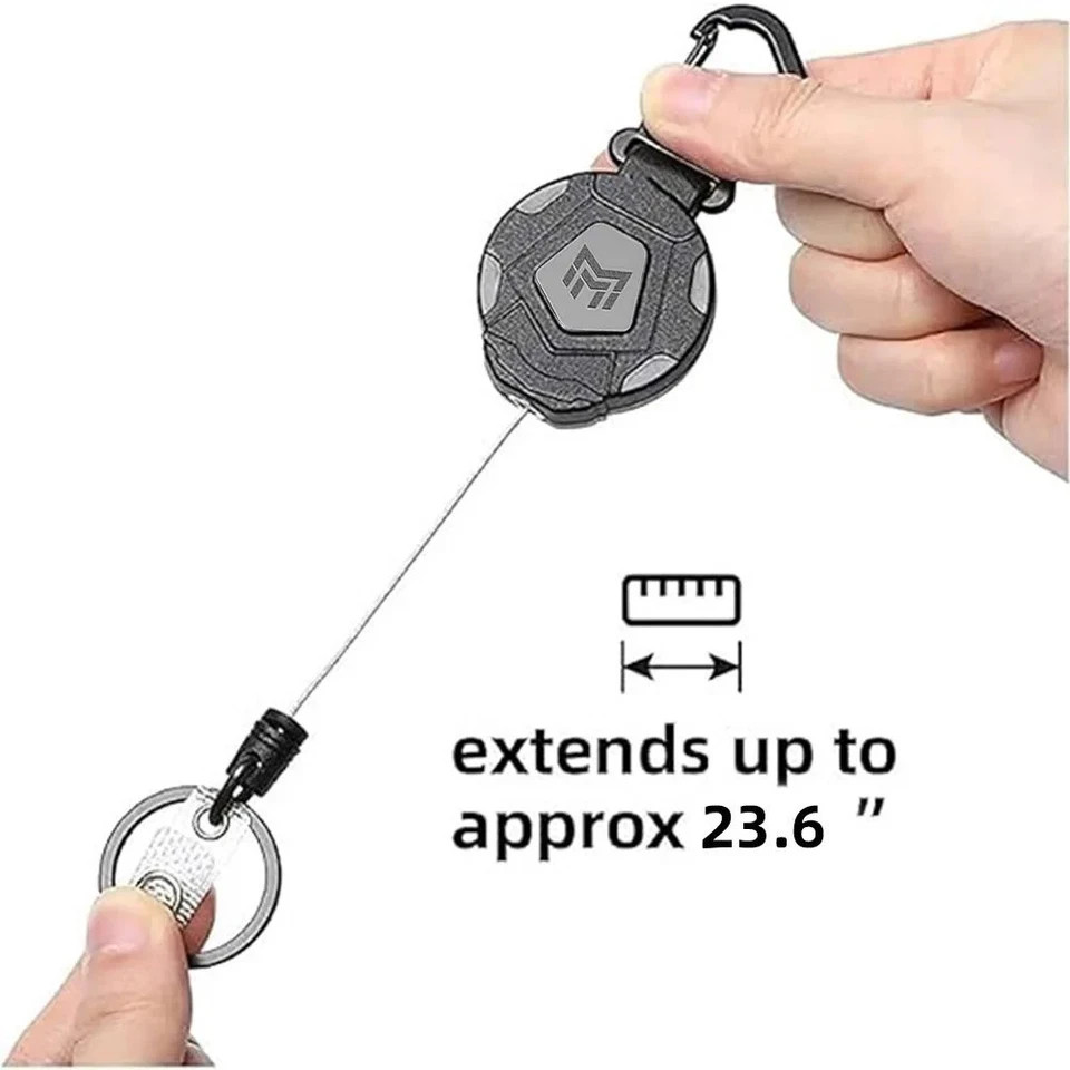 2Pack Heavy Duty Retractable Keychain, Tactical ID Badge Holder Reel Carabiner C