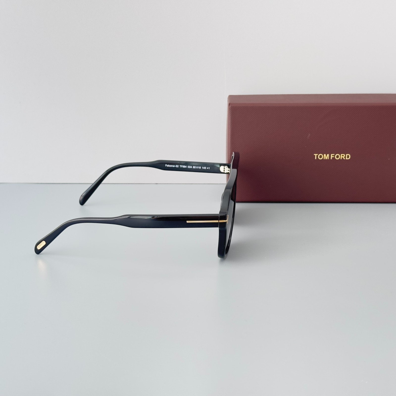 Tom Ford Falconer Sunglasses TF884 Black/Black 60-18-140mm With Case