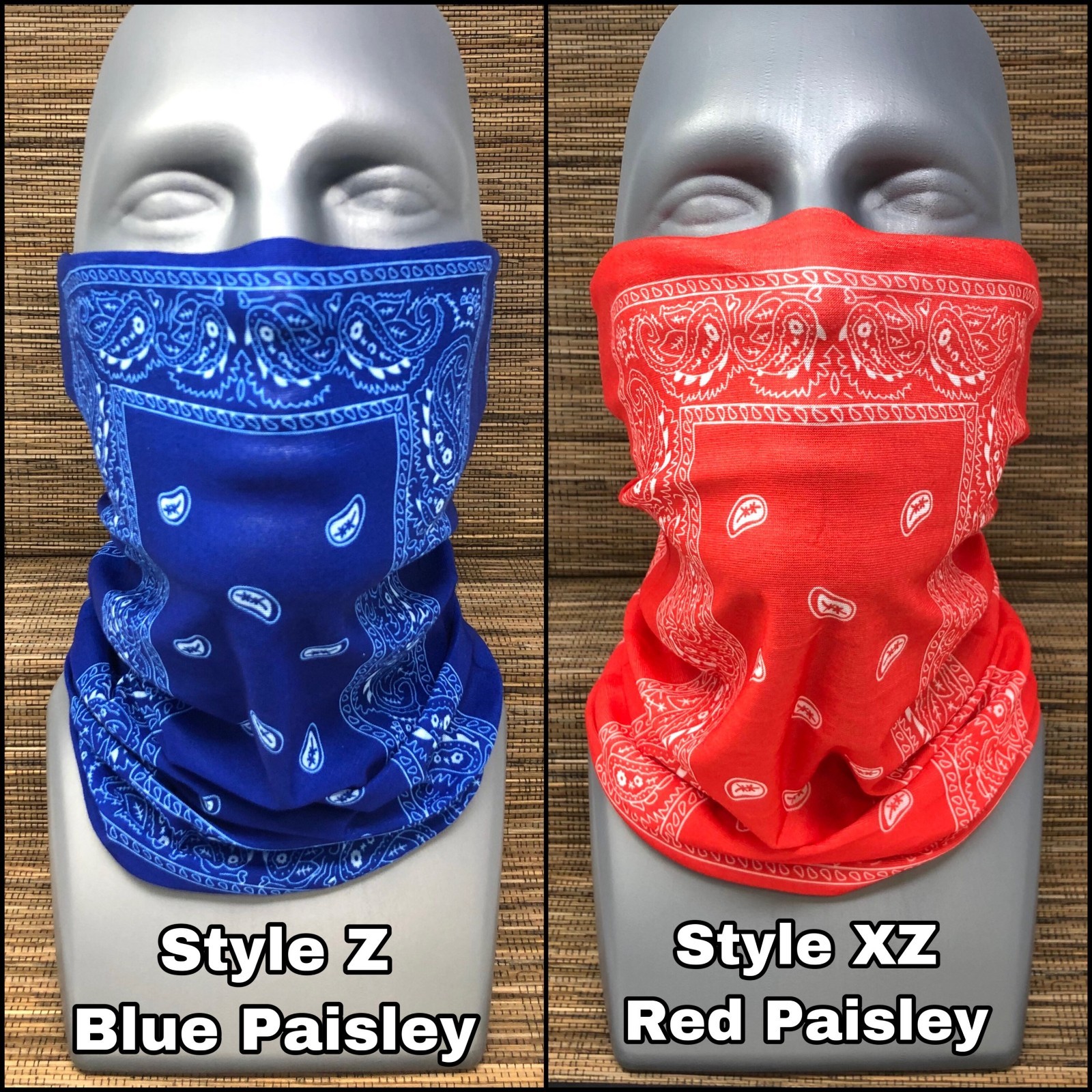 Black Paisley Face Mask Neck Gaiter Motorcycle Balaclava Tube Bandana Bike Mask