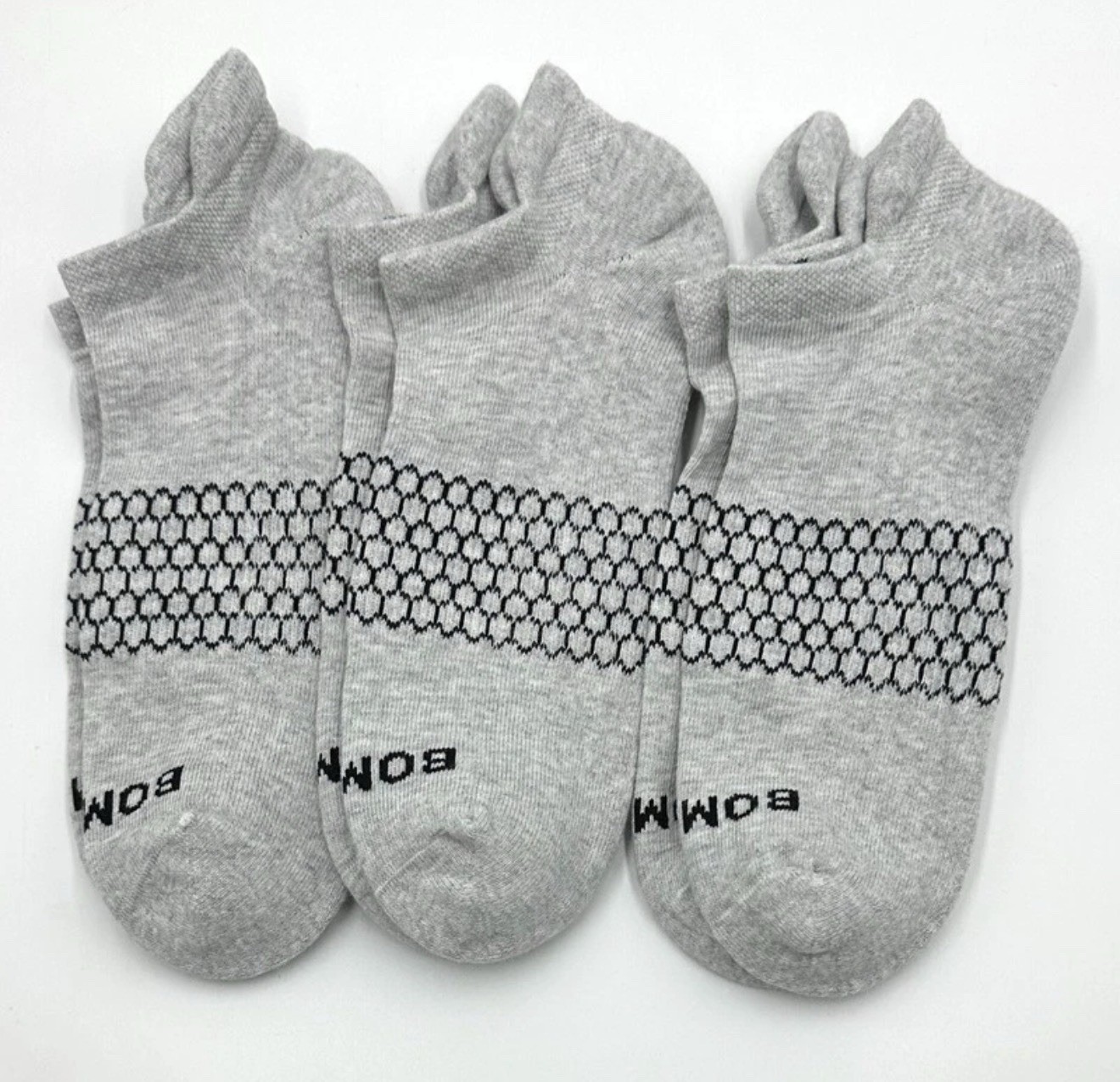 3 Pairs Men’s Marl Honeycomb Cushion Ankle Socks Size Large 9.5-13 Grey BOMBAS
