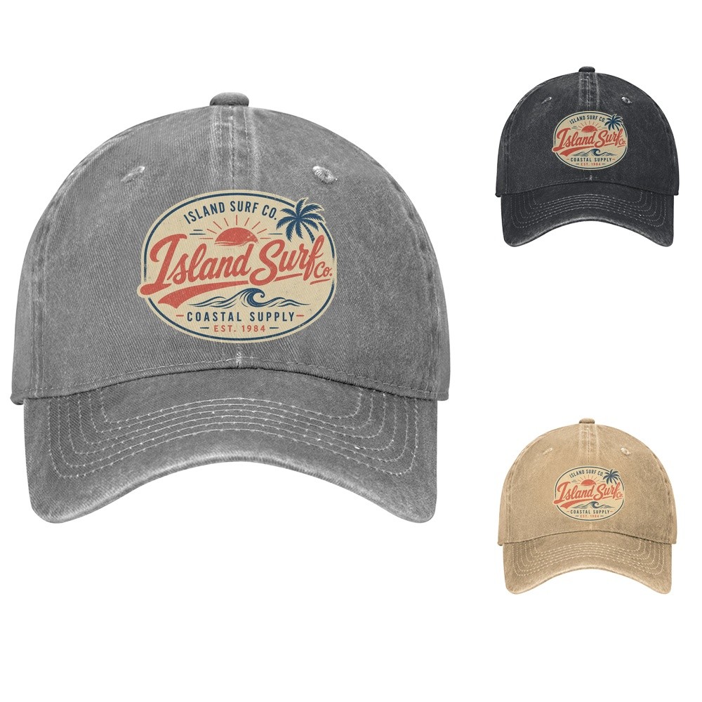 Island Surf Co Baseball Cap Retro Coastal Dad Hat Adjustable