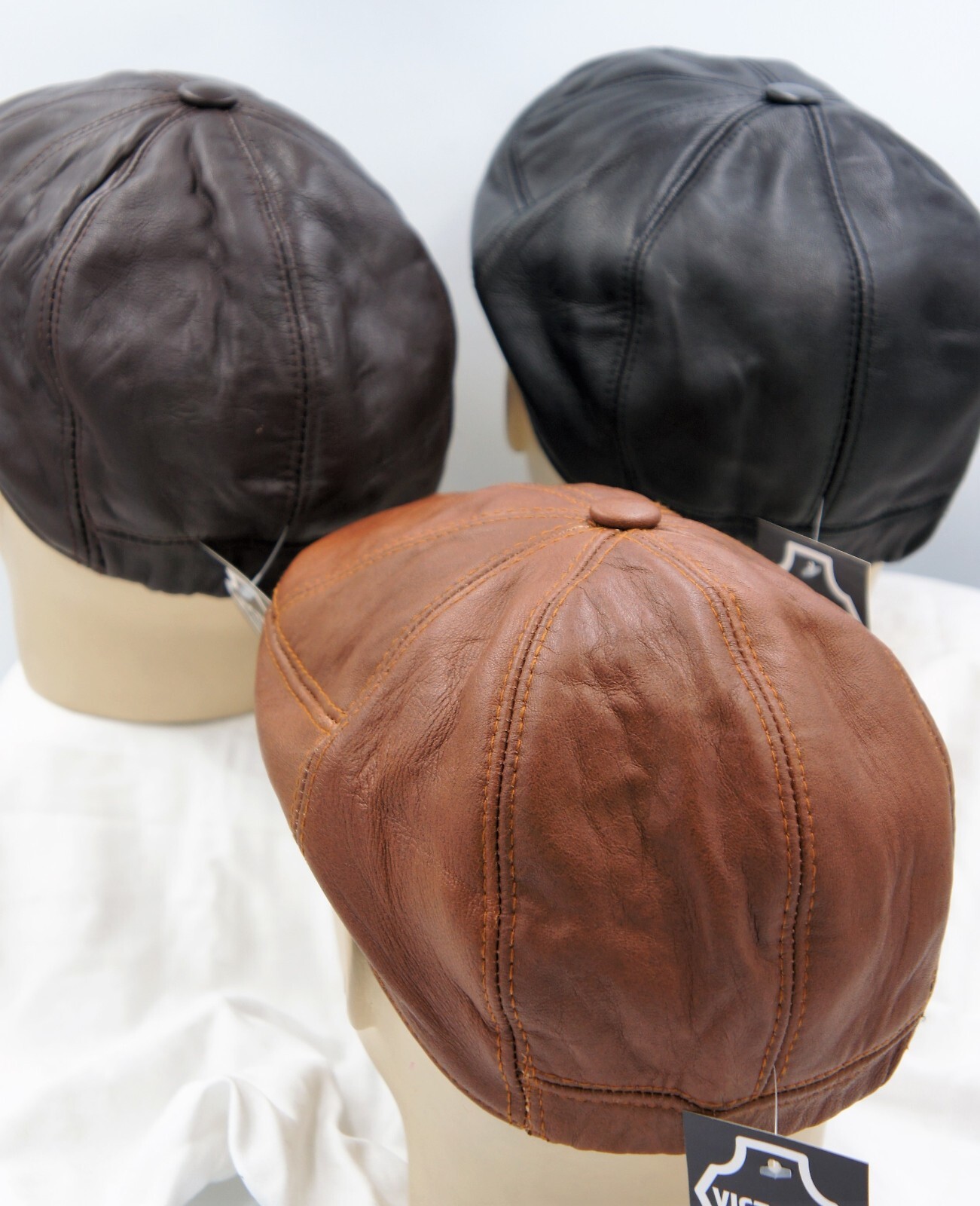 NWT 100% LEATHER Men Gatsby Cap Newsboy Ivy Hat Golf Driving Flat Cabbie S-3XL