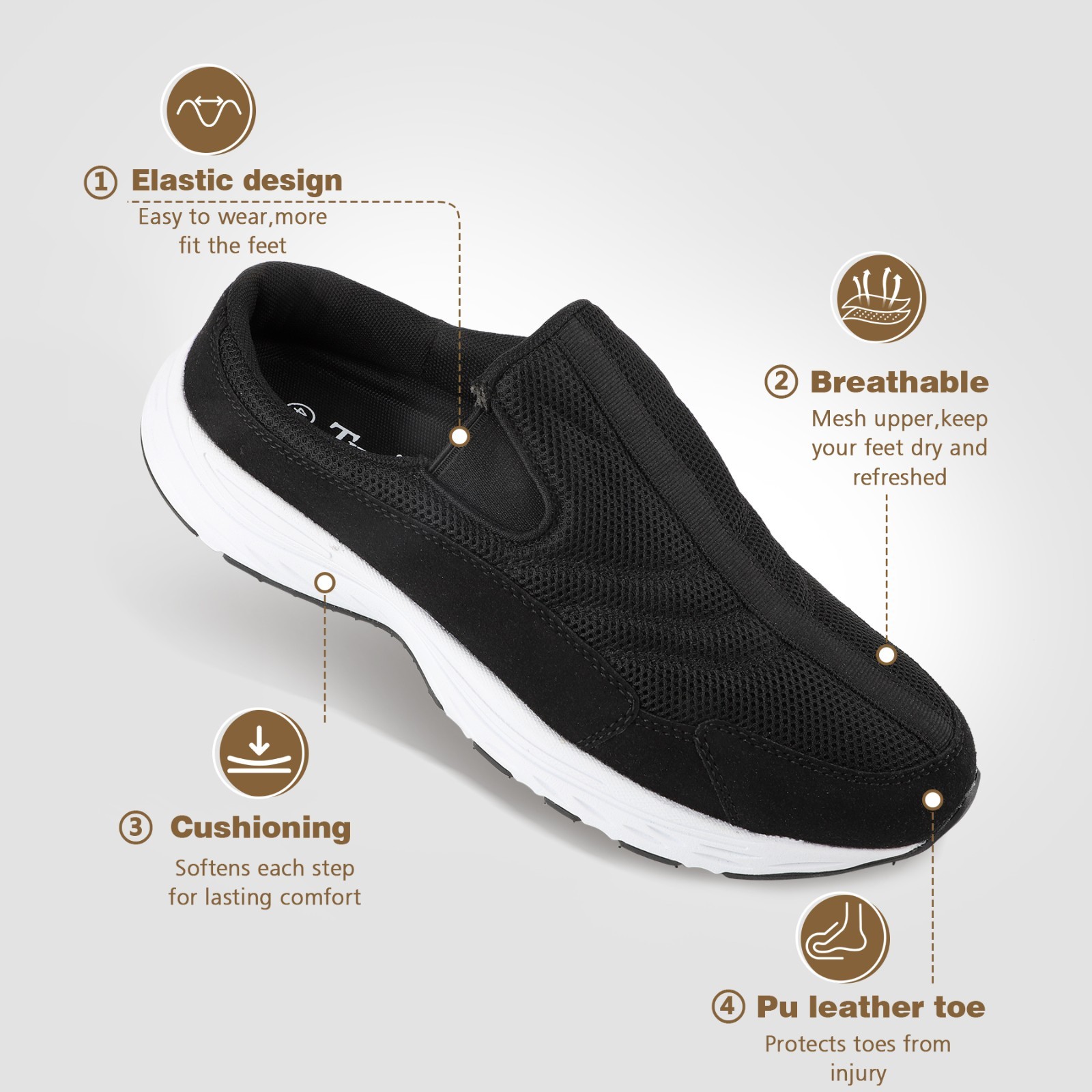 Mens Wide Slip On Mule Shoes Comfortable Closed-Toe Clogs Walking Sneaker Shoes