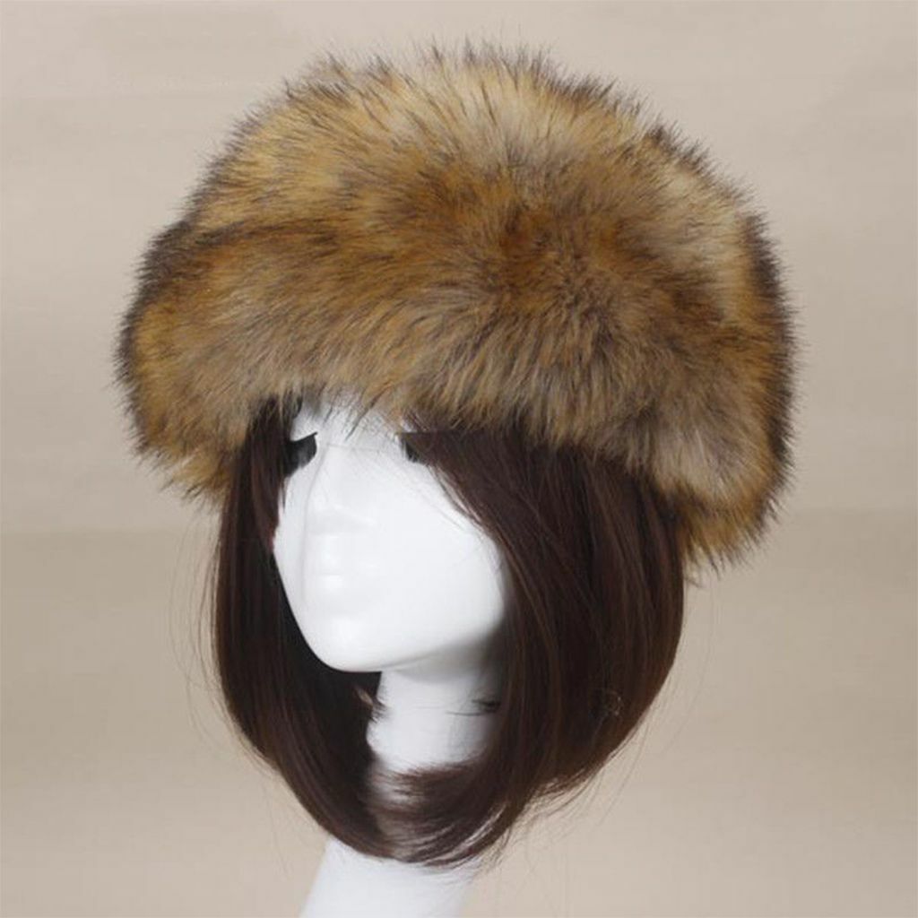 Women’s Winter Russian Fluffy Faux Fur Headband Hat Thick Ear Warm Snow Ski Cap