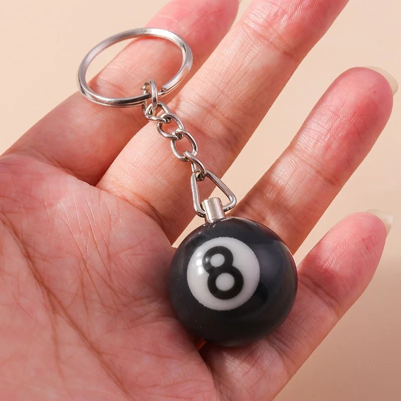 8 Ball Pool Keychain Billiards Charm Pendant Resin Key Ring Gift