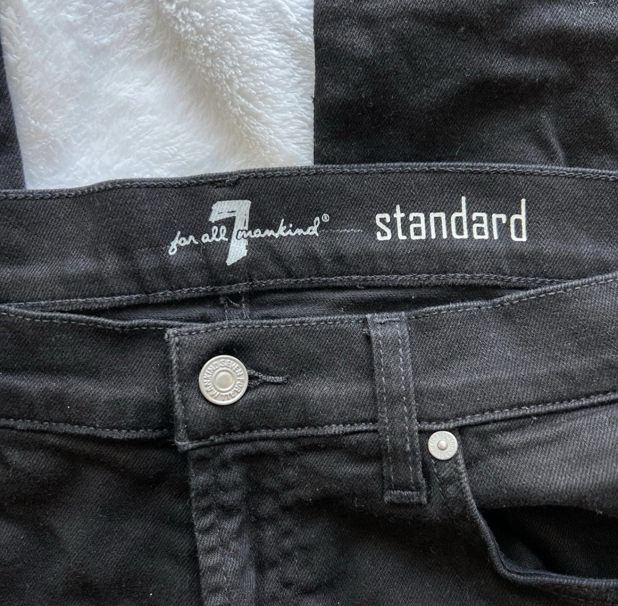 7 For All Mankind Men’s Black Stretch Straight Leg Denim Jeans Mid Rise