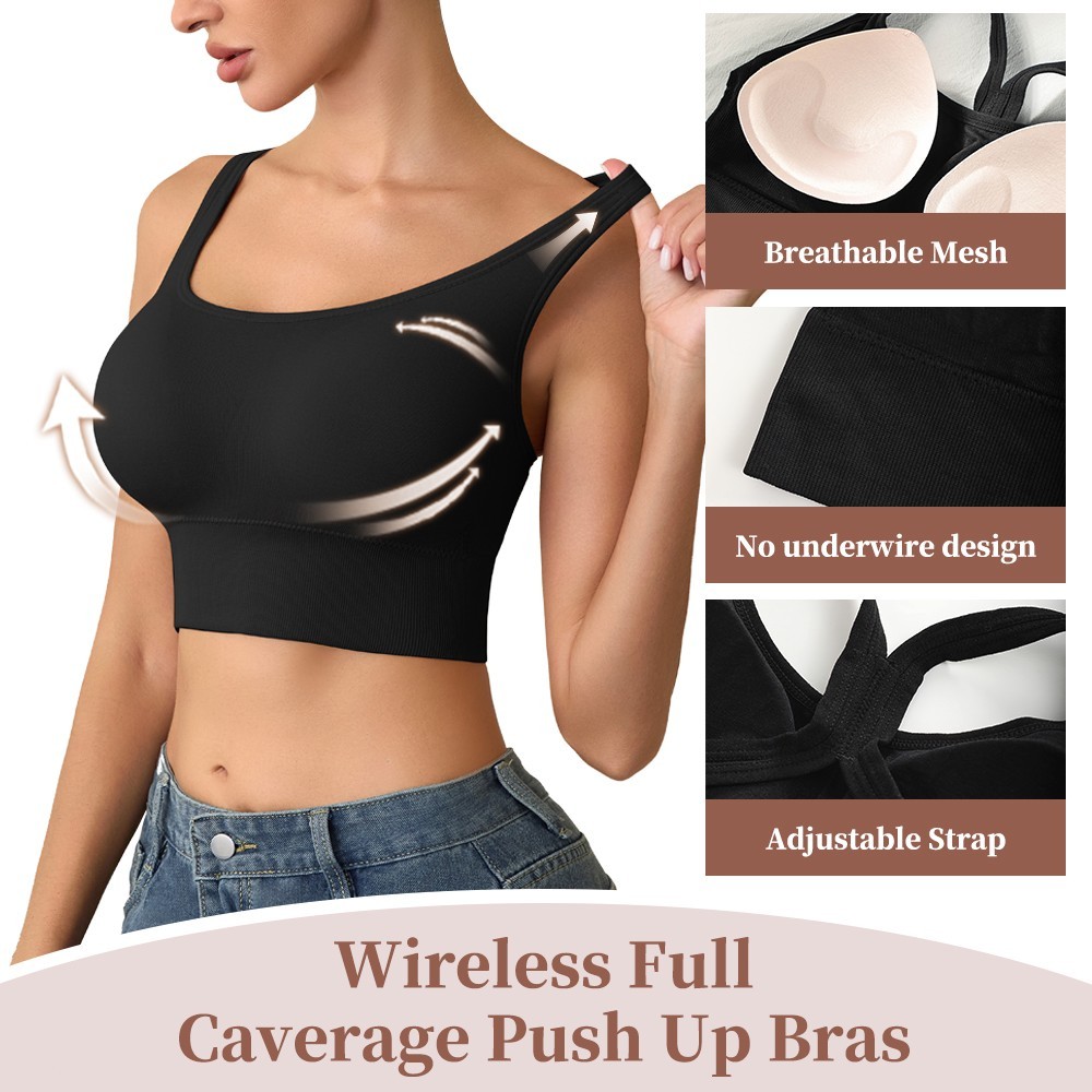 Women’s Seamless Wireless Bra Adjustable Strap Full Coverage Comfort