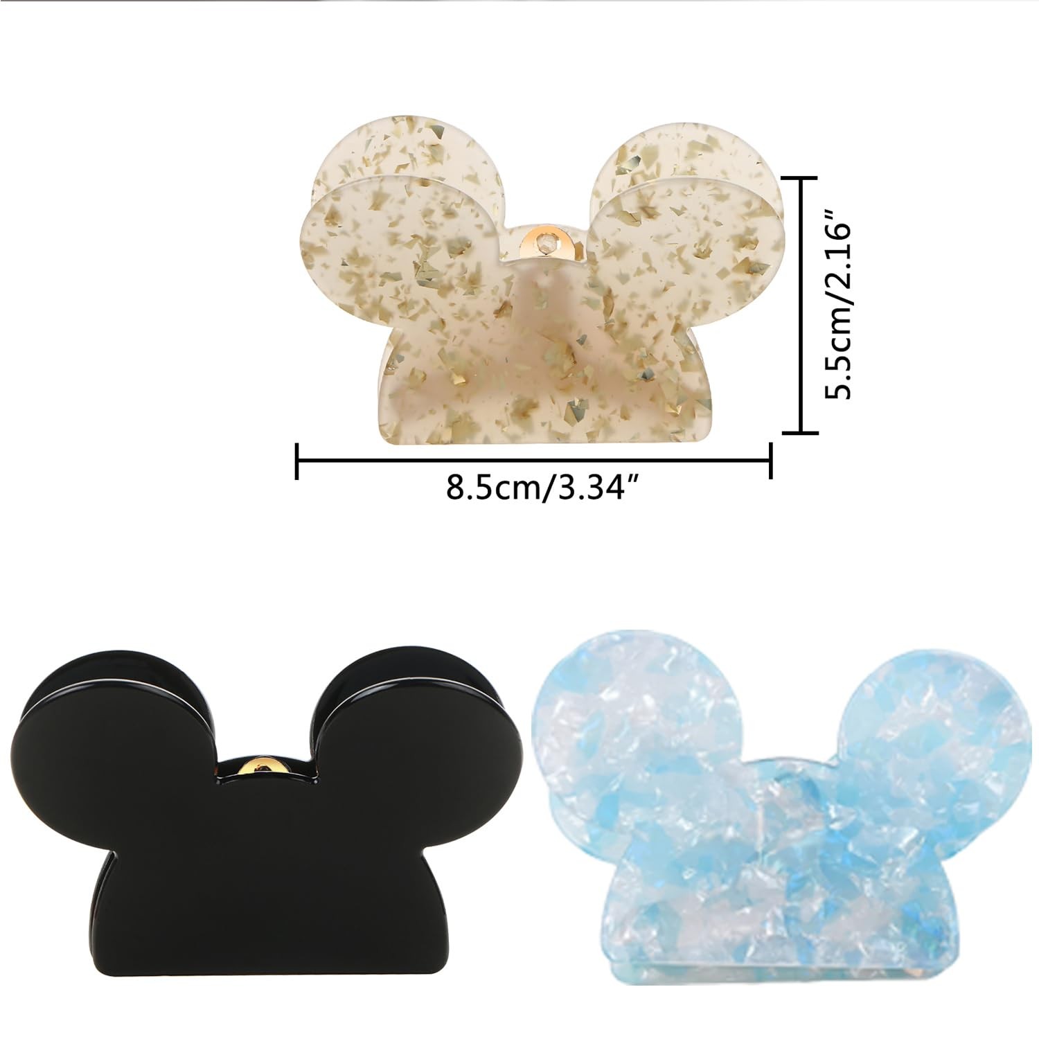 3Pcs Mouse Head Hair Clips, BENOSPACE Acrylic 1 Count (Pack of 1), colorful