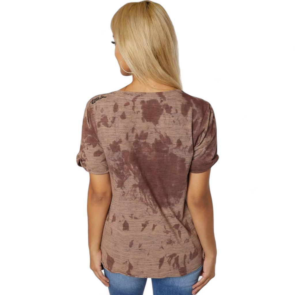 Women’s Affliction Provo Floral Wash Rhinestone Lace Up Y2K T-Shirt XS-XL