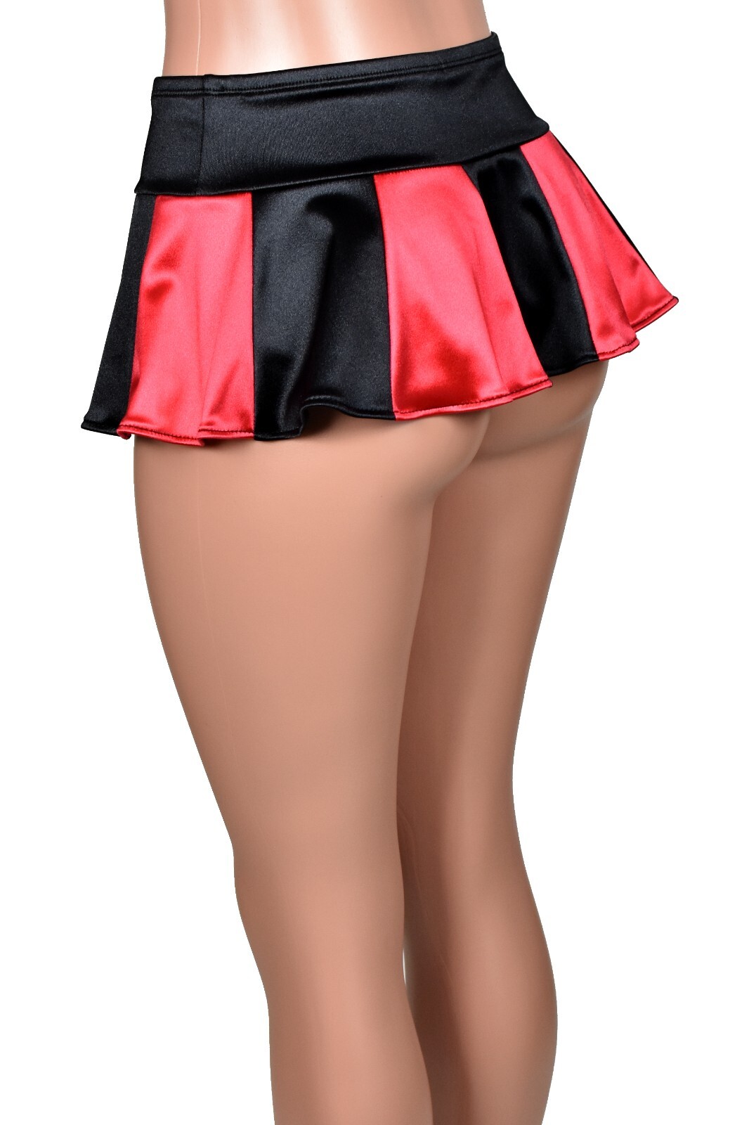 Black Red Stretch Satin Micro Mini Skirt XS S M L XL 2XL 3XL lingerie plus size