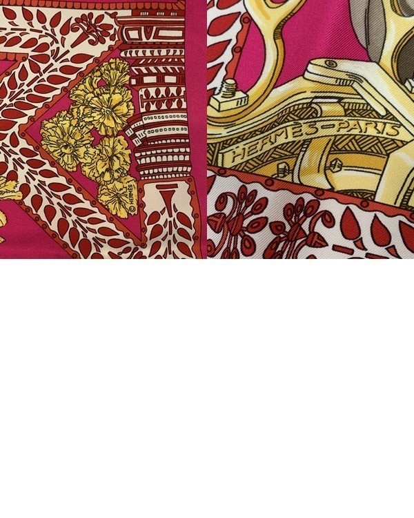HERMES Carre 90 La Danse du Cheval Marwari Silk Scarf Pink Horse Used