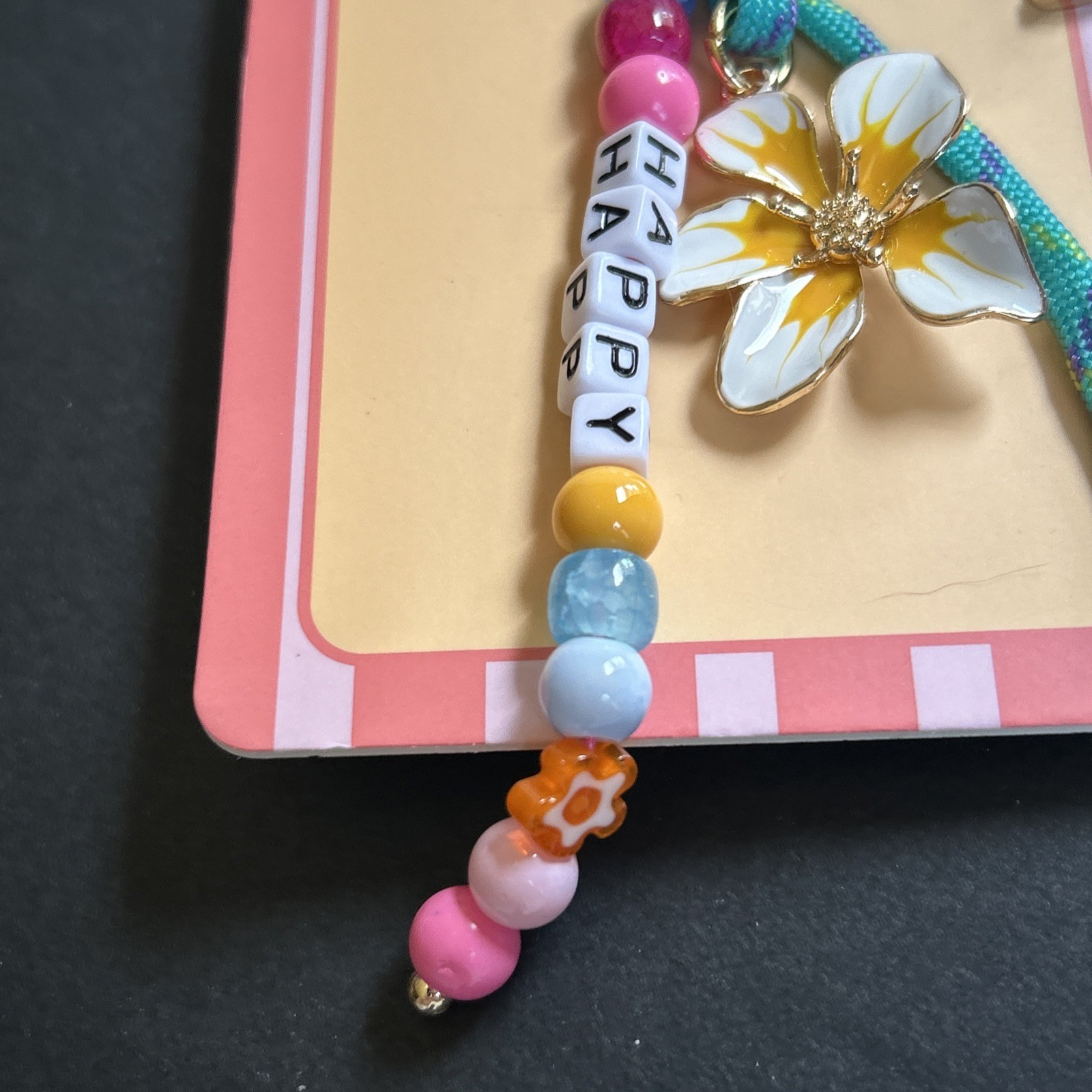 Piper K Tropical Palm Tree Be Happy Bag Charm Keychain