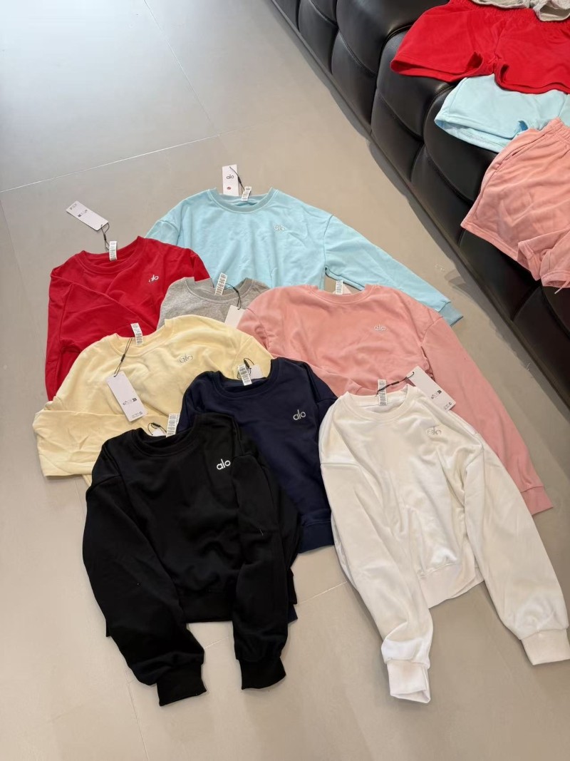 NEW AIo Yoga Sports Set Cropped Accolade Crewneck Pullover+Shorts Suit Women Set
