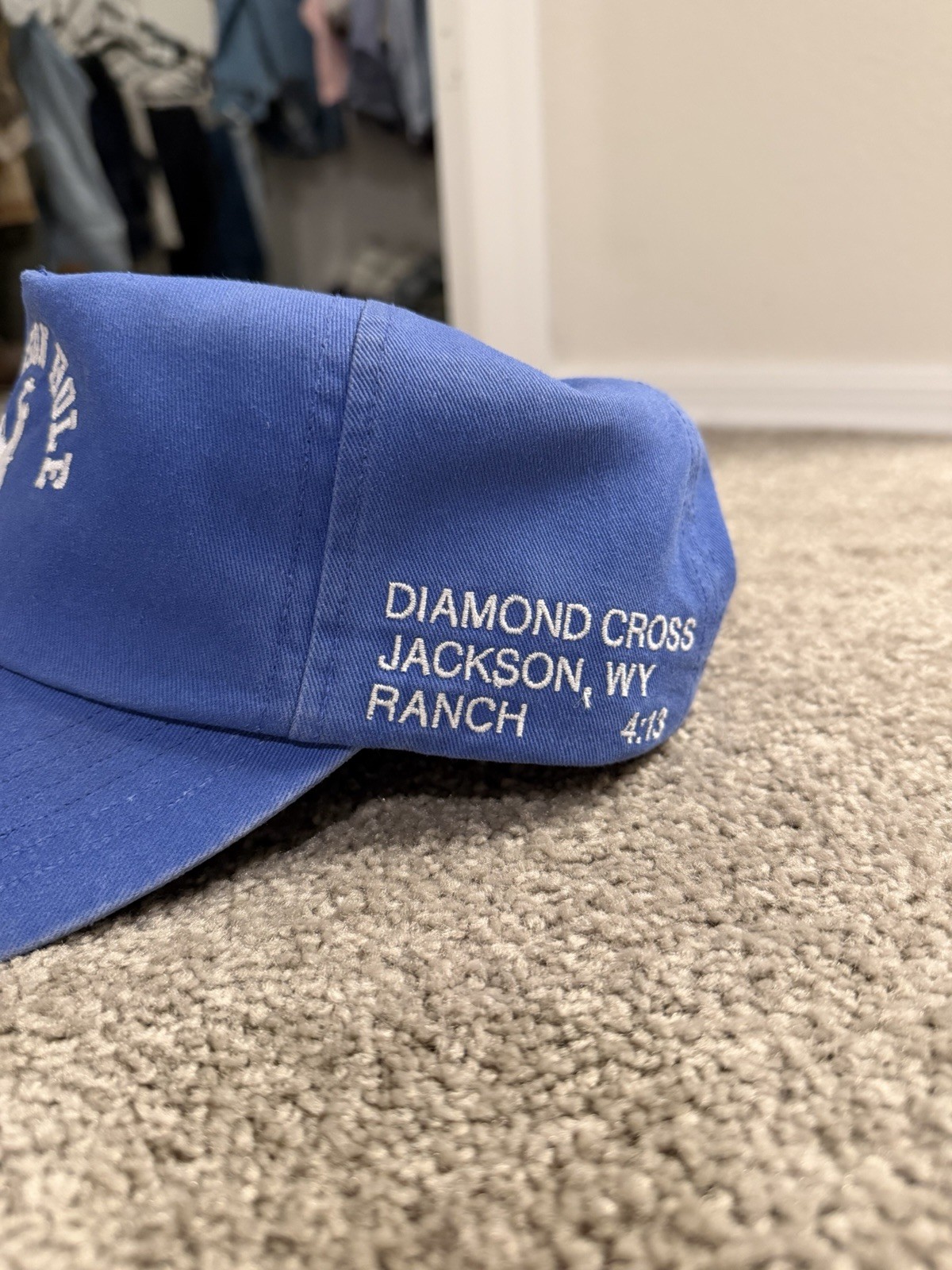 Jackson Hole Diamond Cross Ranch Blue Adjustable hat
