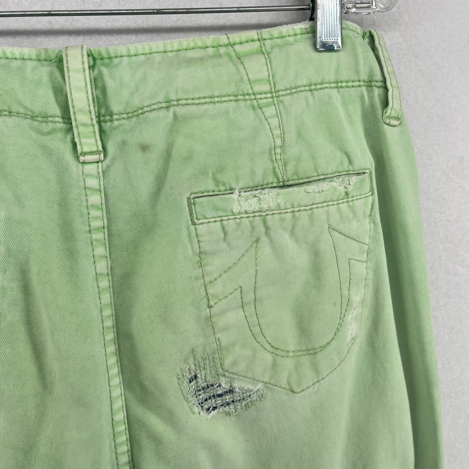 TRUE RELIGION Jeans Men 31 Roman Phoenix Distressed Patchwork Denim Cotton Green