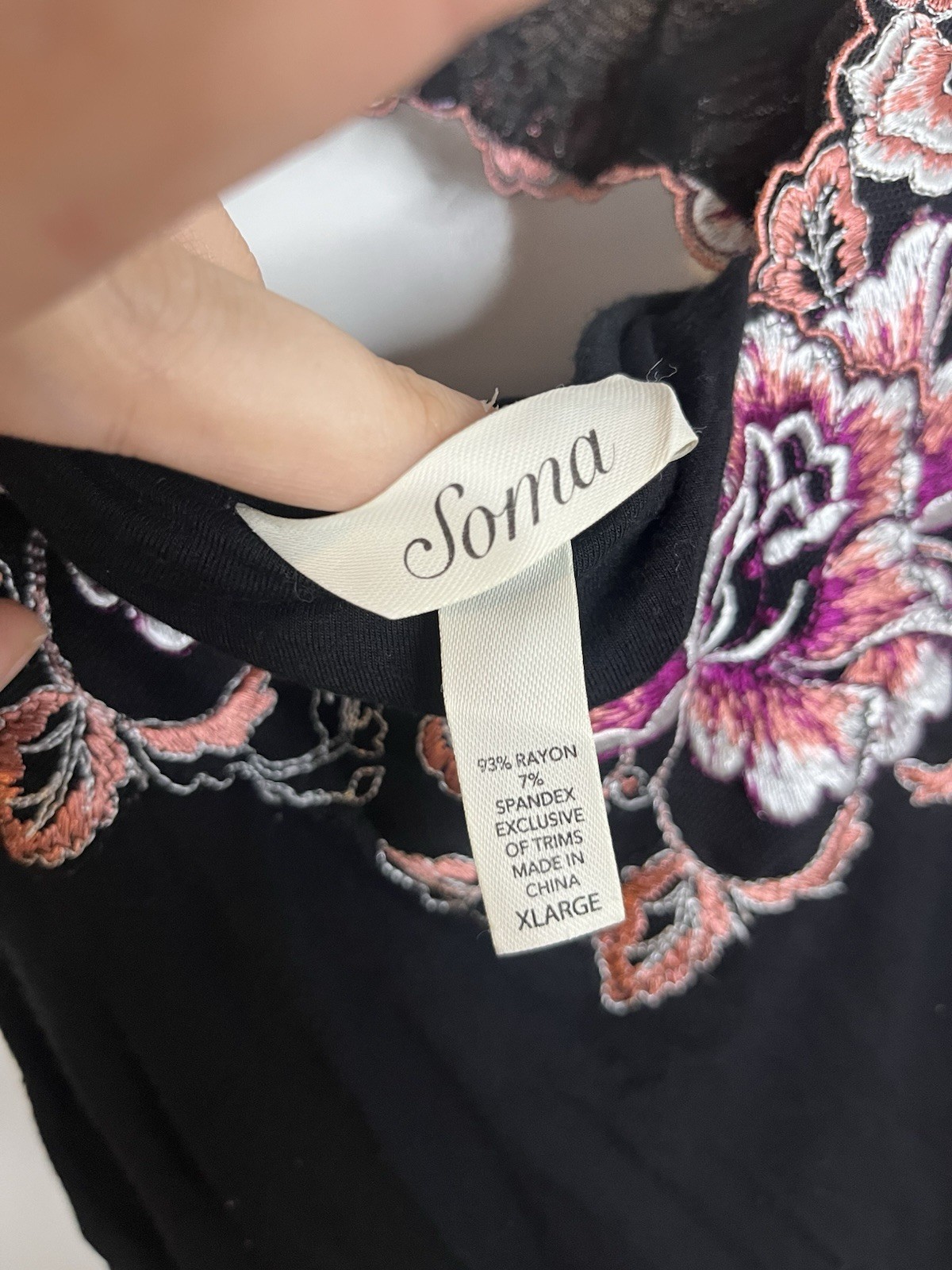 Soma Lined Fairy Soft Delicate Floral Embroidery Adjustable Camisole Top Size XL