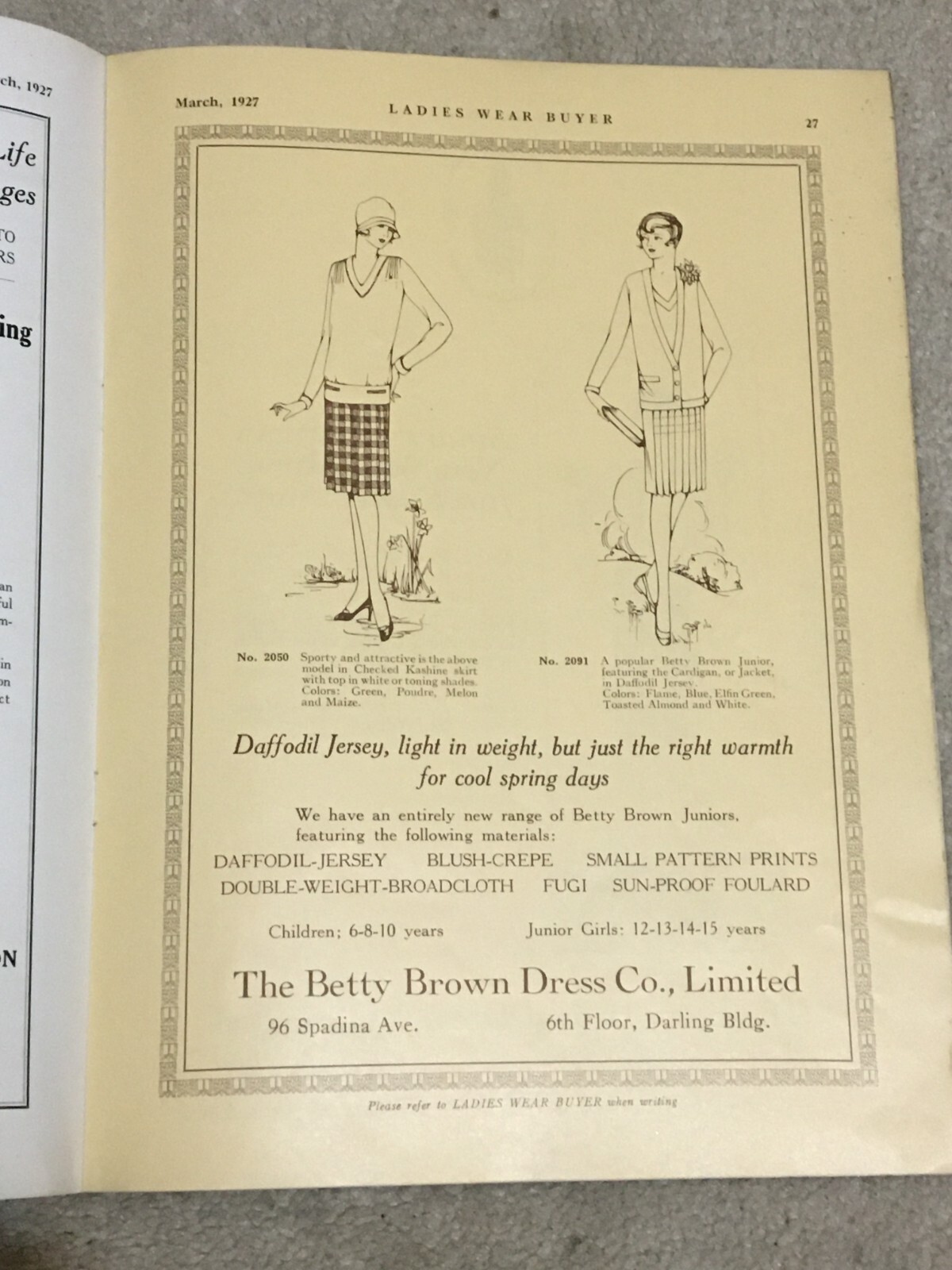 Vtg 1927 Ladies Wear Buyer Magazine for Woman, Dept & General Stores, Canada