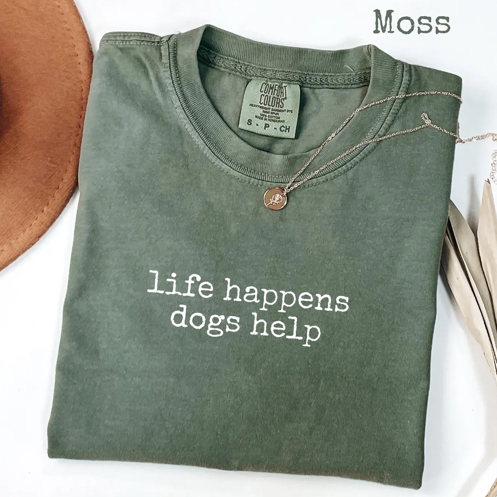 Life Happens Dogs Help Comfort Color Shirt Funny Dog Lover Graphic Tee Gift