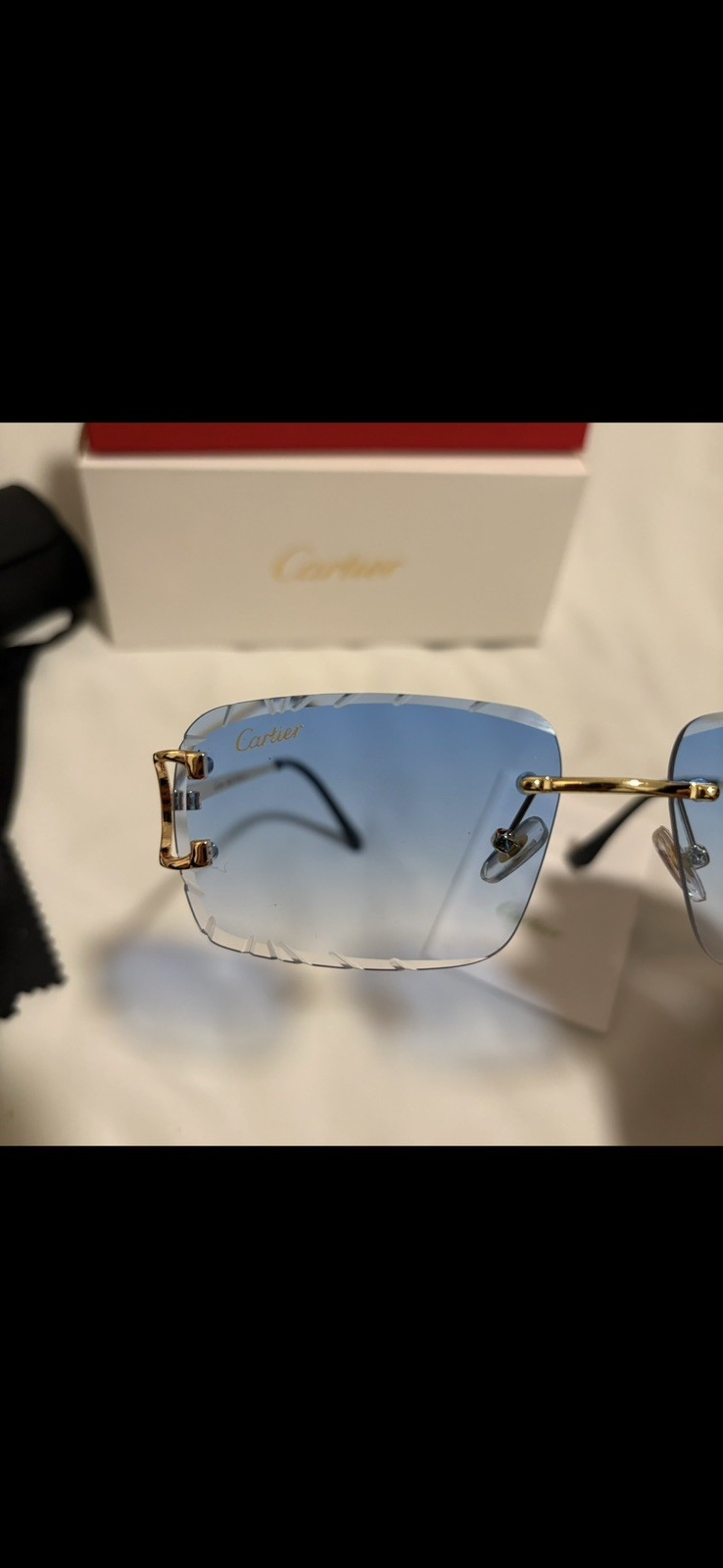 Cartier C Decor Vintage Optical Rimless blue Unisex Eyeglasses