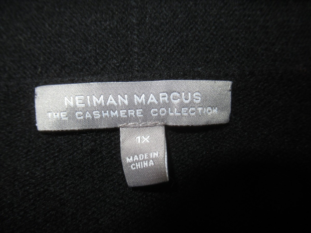 Neiman Marcus 100% Cashmere Black Open Front Cardigan Duster Plus Size 1X