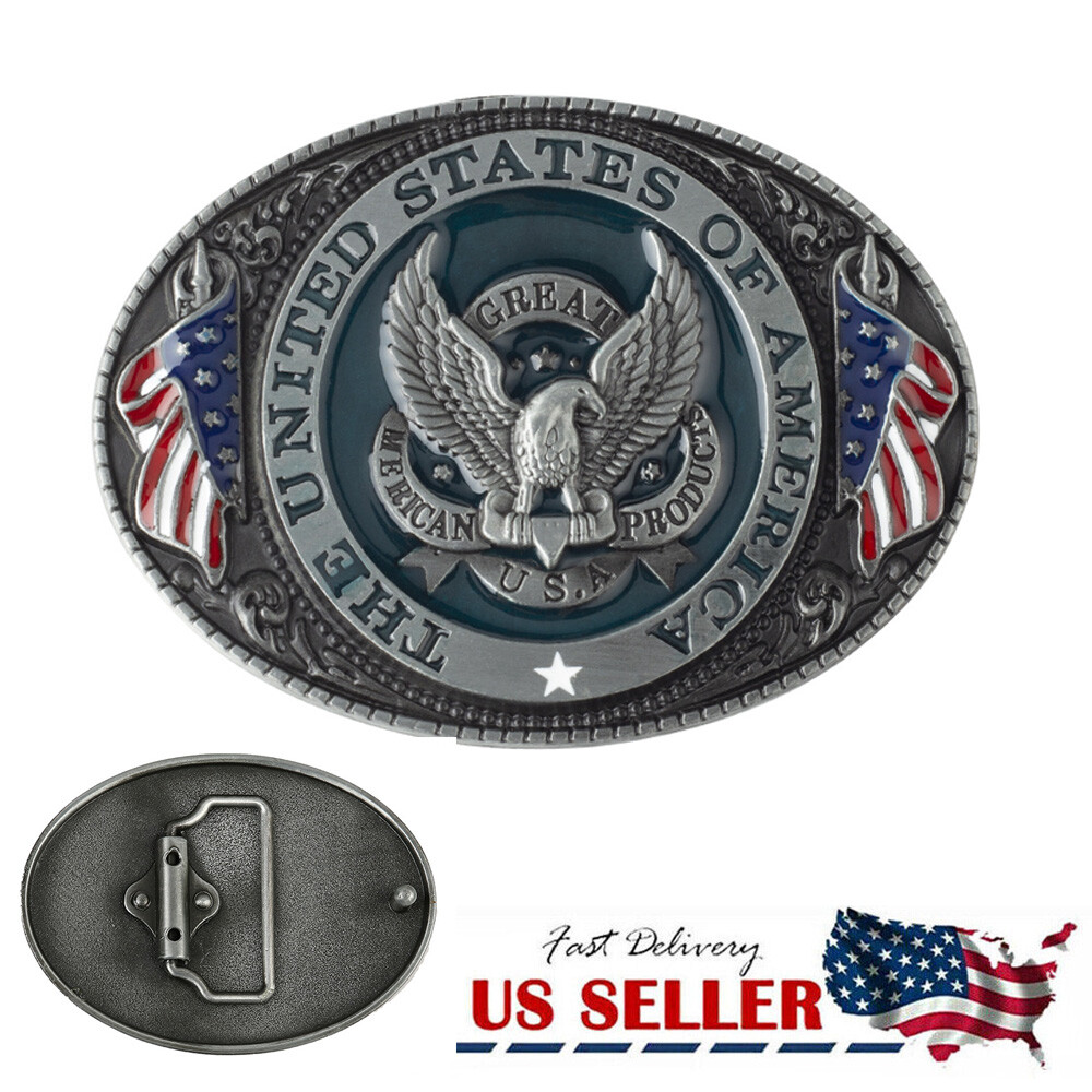 1PC U.S.A. Men Belt Buckle American Flag Eagle Metal Fashion US New