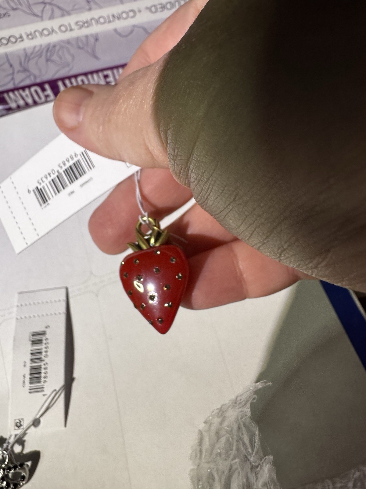 Coach Metal Strawberry Charm Red Gold Rhinestone Accent Women
