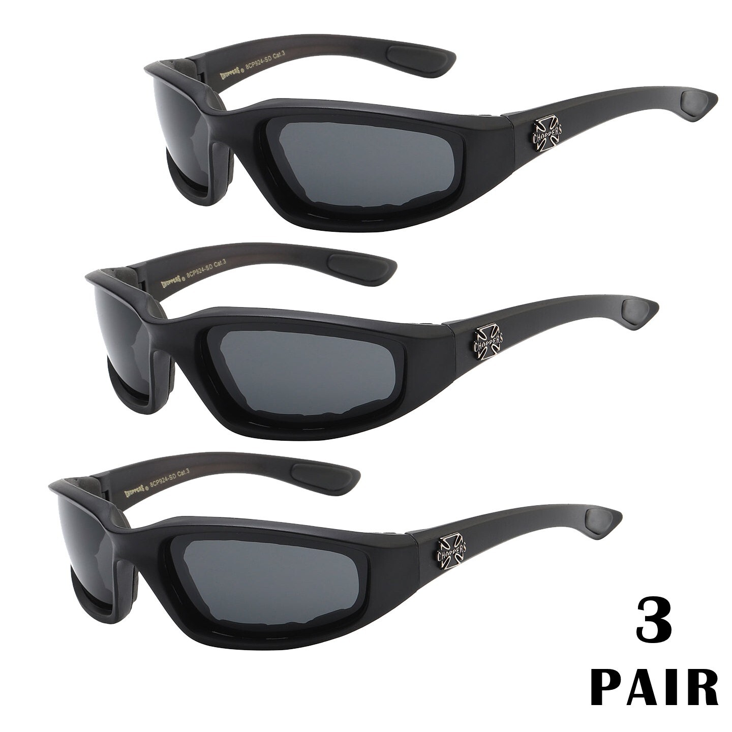 1/3 Pair Motorcycle Sports Biker Riding Glasses Padded Wind Resistant Sunglasses