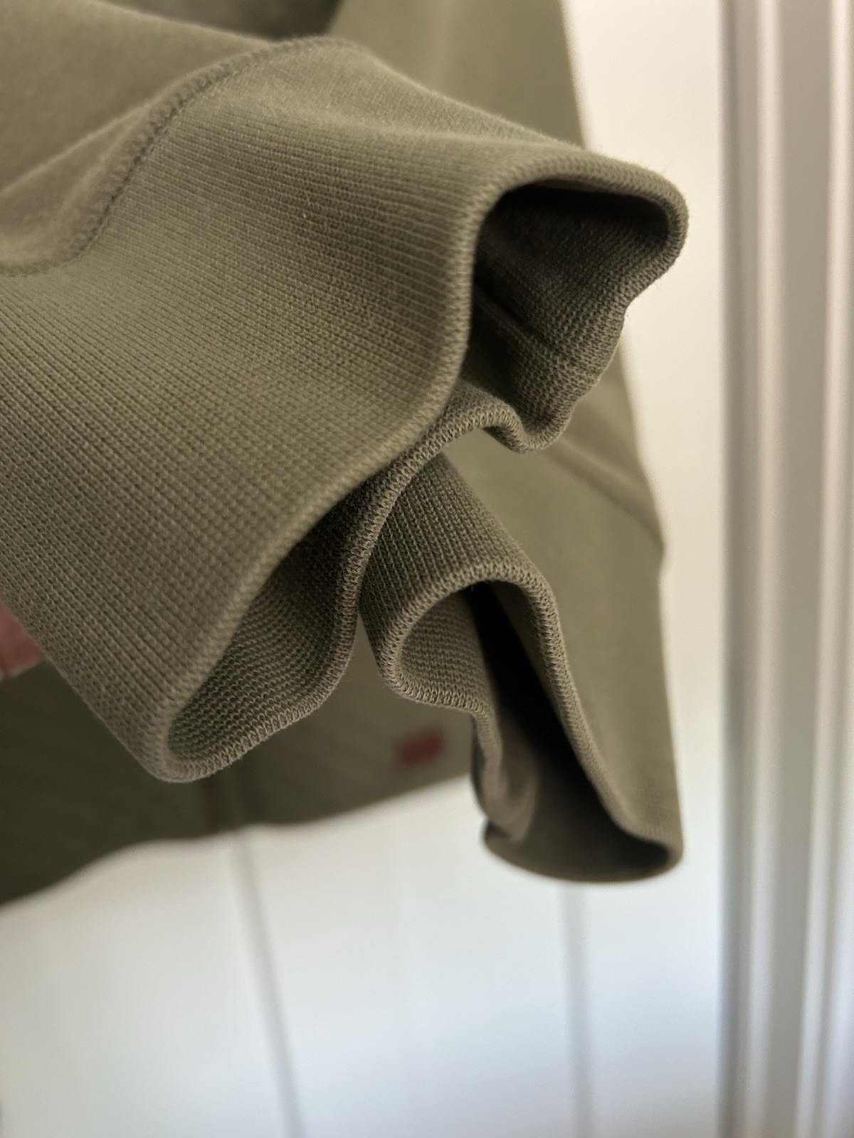 LL Bean Quilted Olive Green Zip Up Sweat Shirt Jacket Size Medium