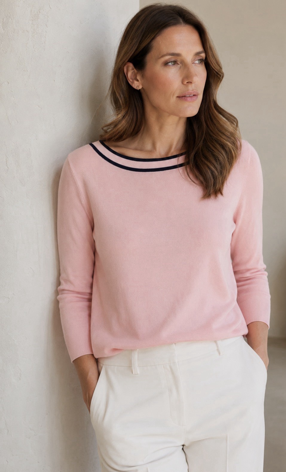 Talbots Sweater Womans XL Pink Black Pearl Button Back Classic Luxury Old Money