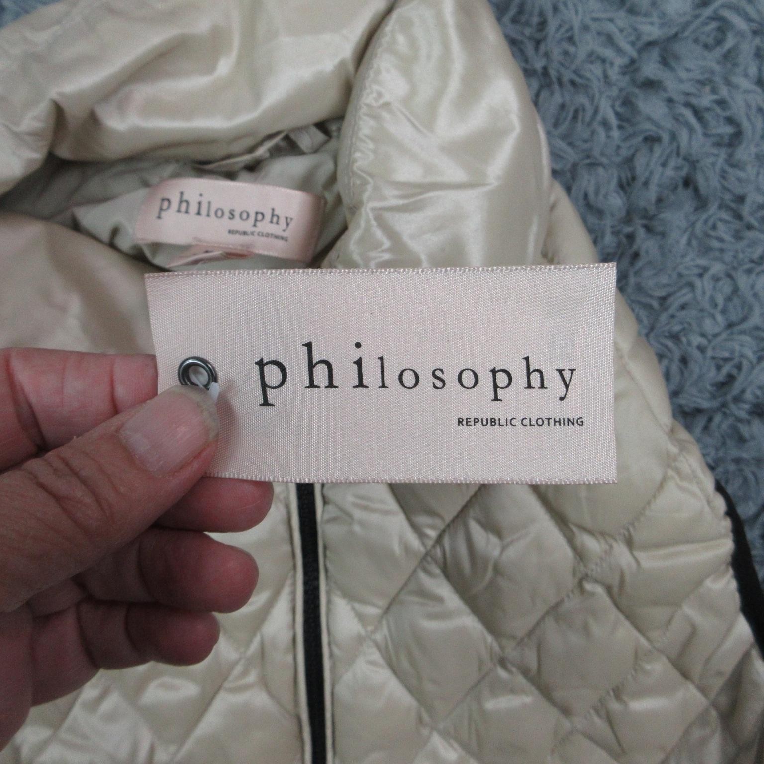 Philosophy Vest Womens M Beige Quilted Lined Insulated Pockets Zip Collared NWT