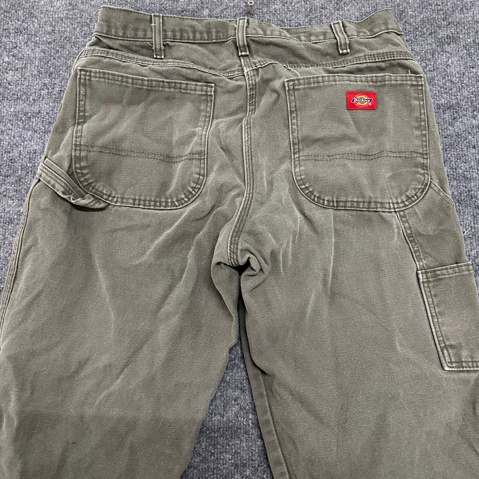 Dickies Carpenter Pants Mens Size 34×32 Green Cotton Canvas Utility Workwear