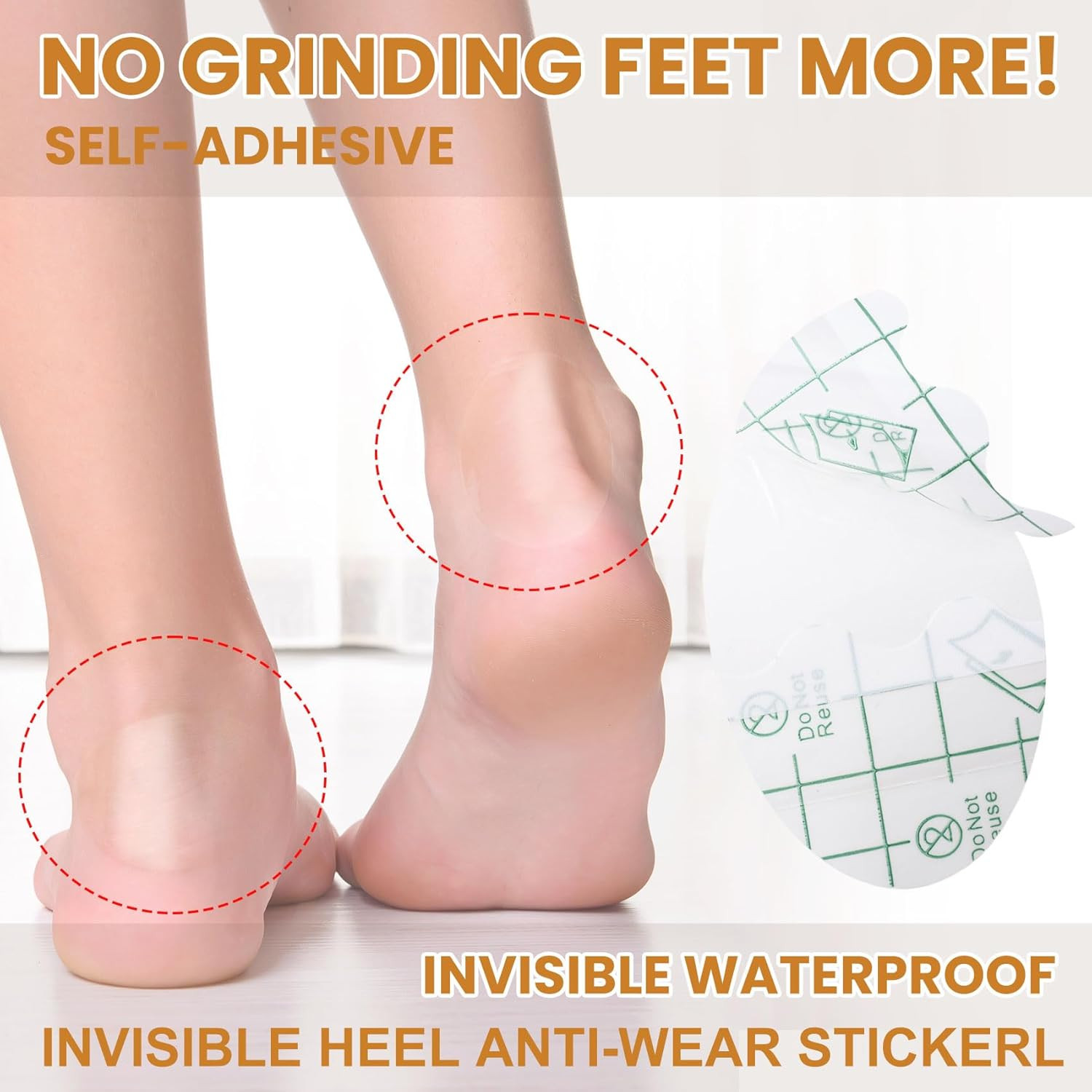 40Pcs Invisible Heel Anti-Wear Stickers, Self-Adhesive Heel Protectors Pad, Tran
