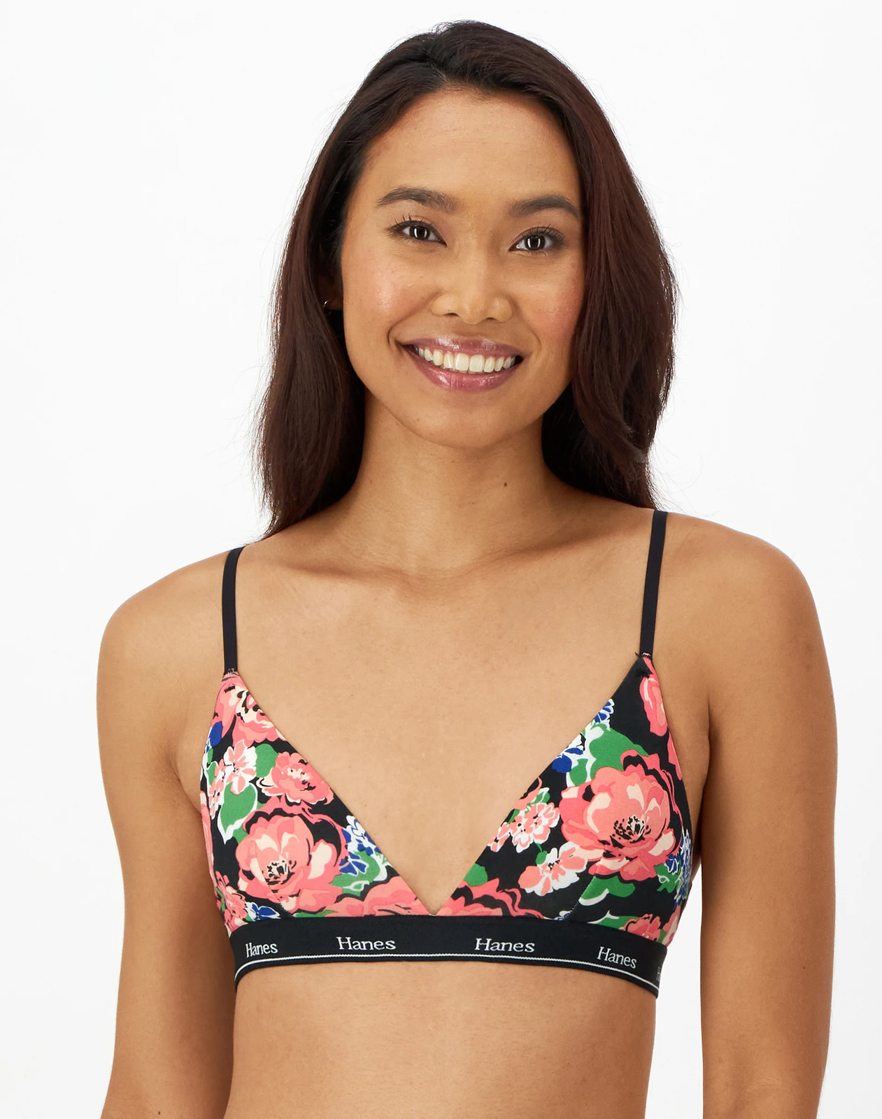 Hanes Originals Women’s Triangle Bralette, Breathable Stretch Cotton, 2-Pack