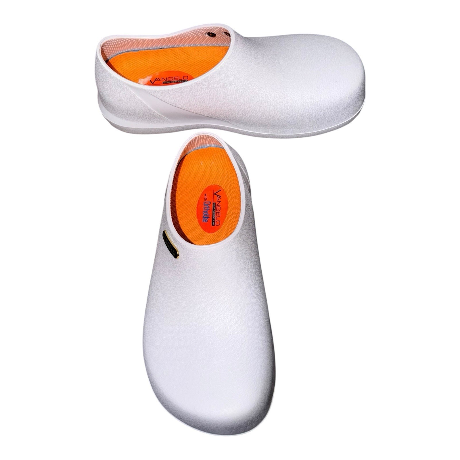 VANGELO SLIP RESISTANT WITH ORTHOLITE PROFESSIONAL CLOGS UNISEX WHITE SIZE W8-M6