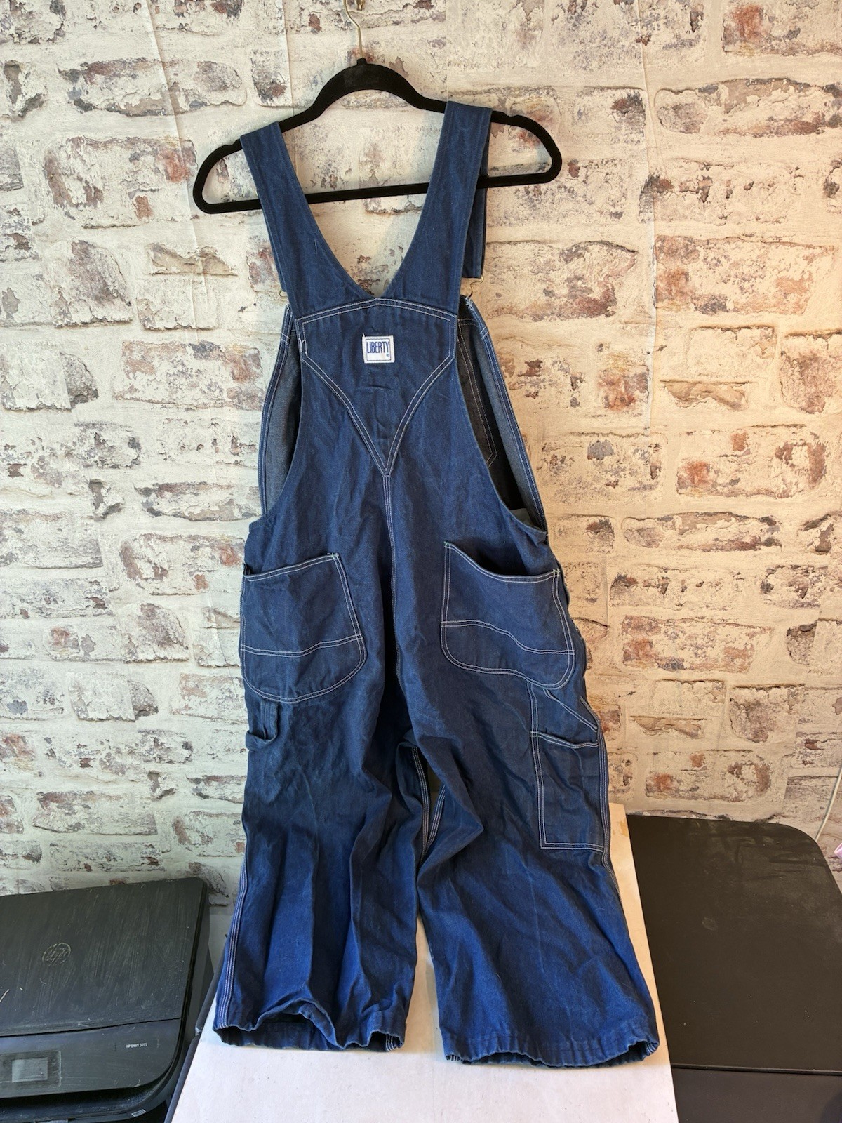 LIBERTY Overalls Men 44X22 Blue Jeans Carpenter Denim Bibs Farm Jorts shortalls